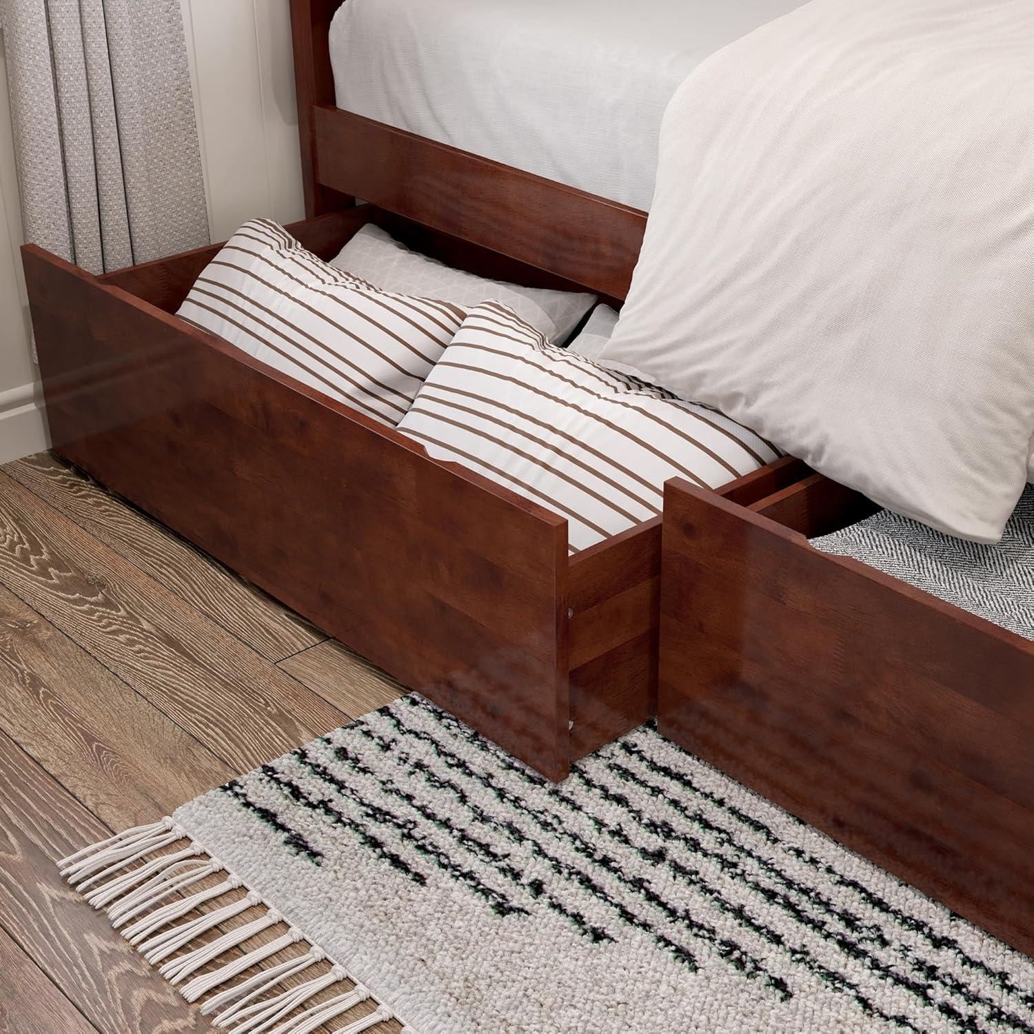 AFI Canyon Walnut Solid Wood Platform Bed with Matching Footboard & Storage Drawers, Queen