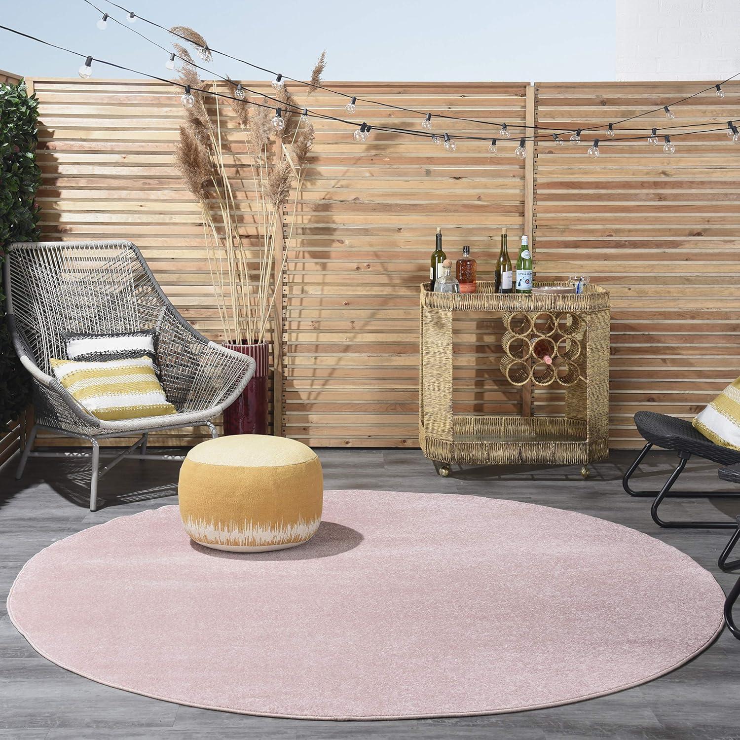 Nourison Essentials Easy Care Indoor Outdoor Area Rug - Pink 8' x Round