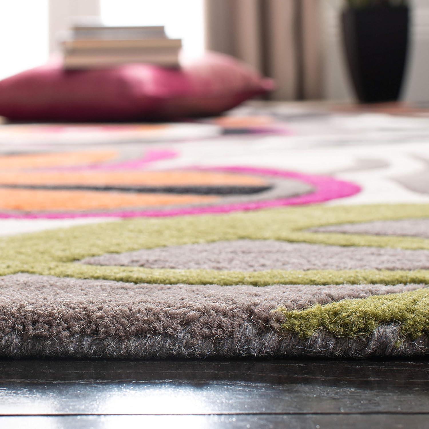 Ivory and Gray Tufted Handmade Wool Area Rug