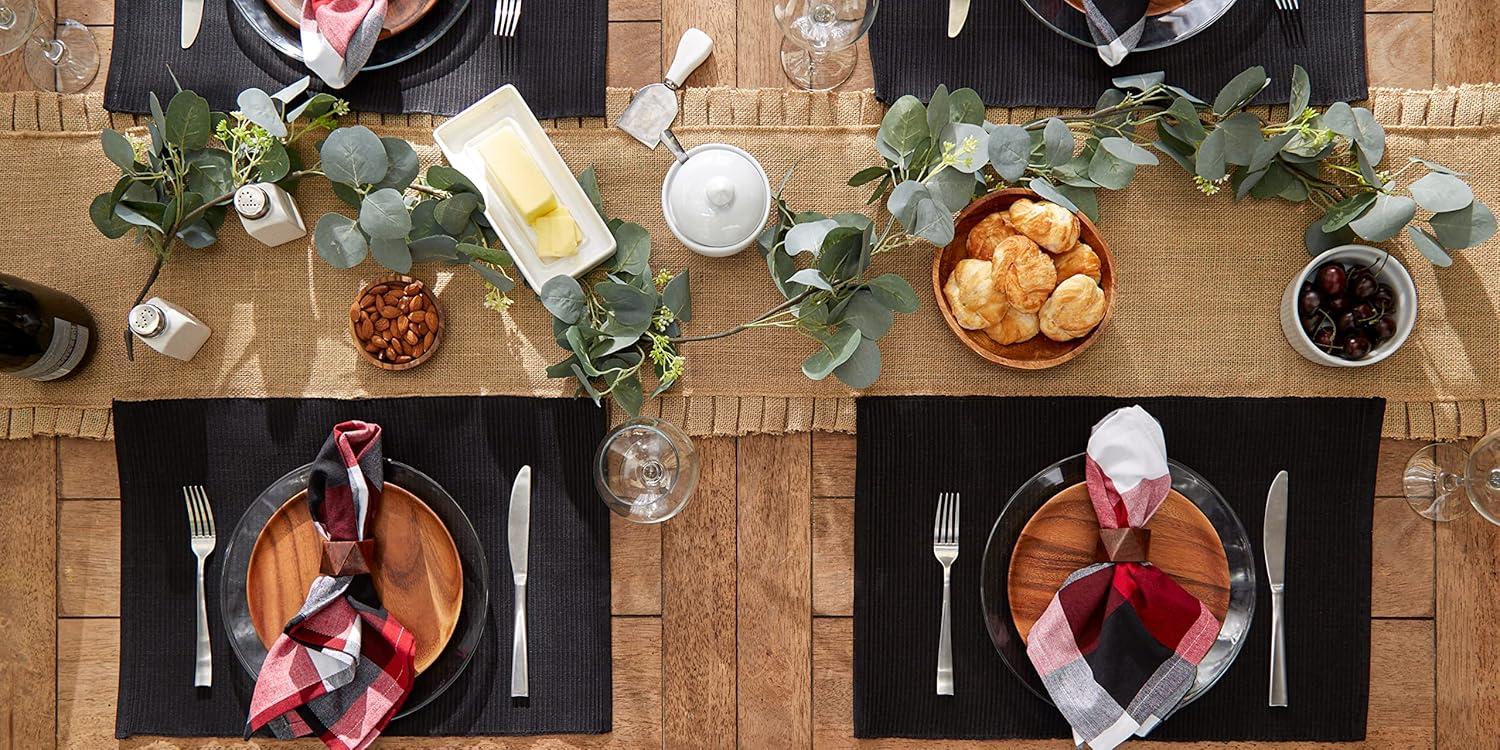 Design Imports Black Ribbed Placemat Set/6