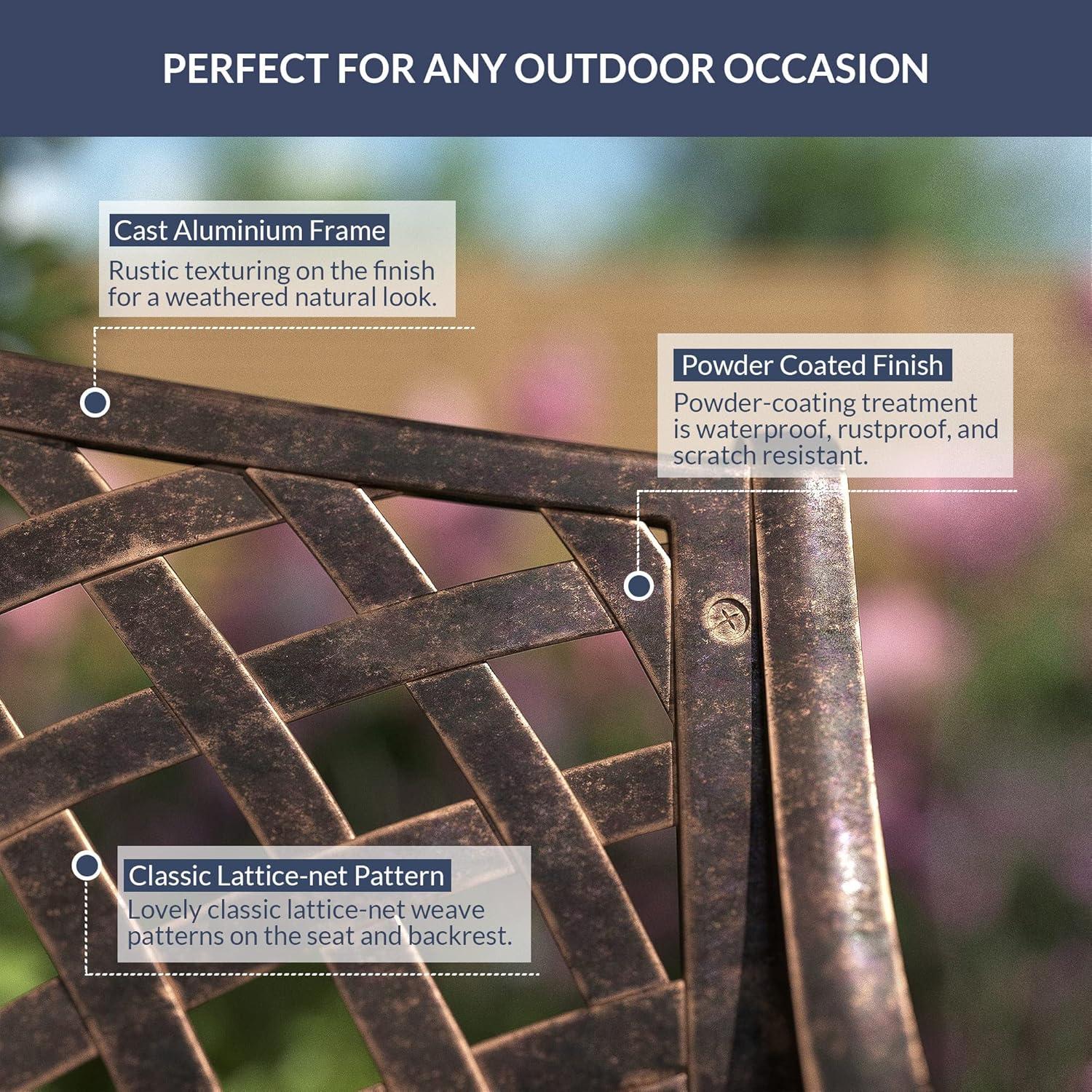 Belleze Antique Copper Outdoor Garden Bench Patio Seat Cast Aluminum