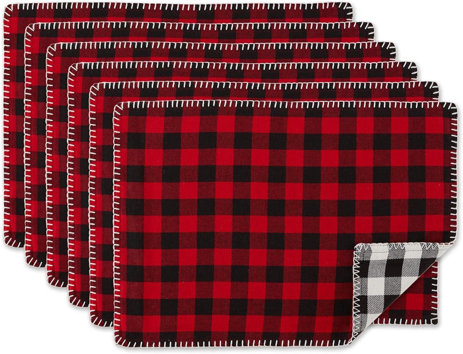 Red and Black Buffalo Check Cotton Placemats Set of 6