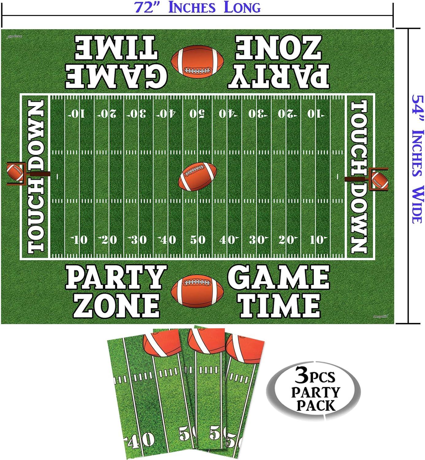AnapoliZ Football Tablecloth Plastic | 3 Pcs Party Pack (54” Inch Wide x 72” inch Long) | Rectangular Game Day Table Cover | Football Party Touchdown Tablecloth | Party Zone, Tailgate Table Cover