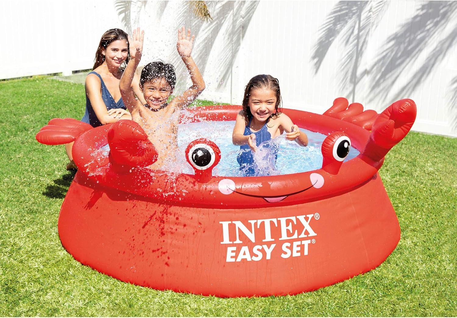 Intex Intex Happy Crab Easy Set 6ft x 20in Round Inflatable Ring Kiddie Pool