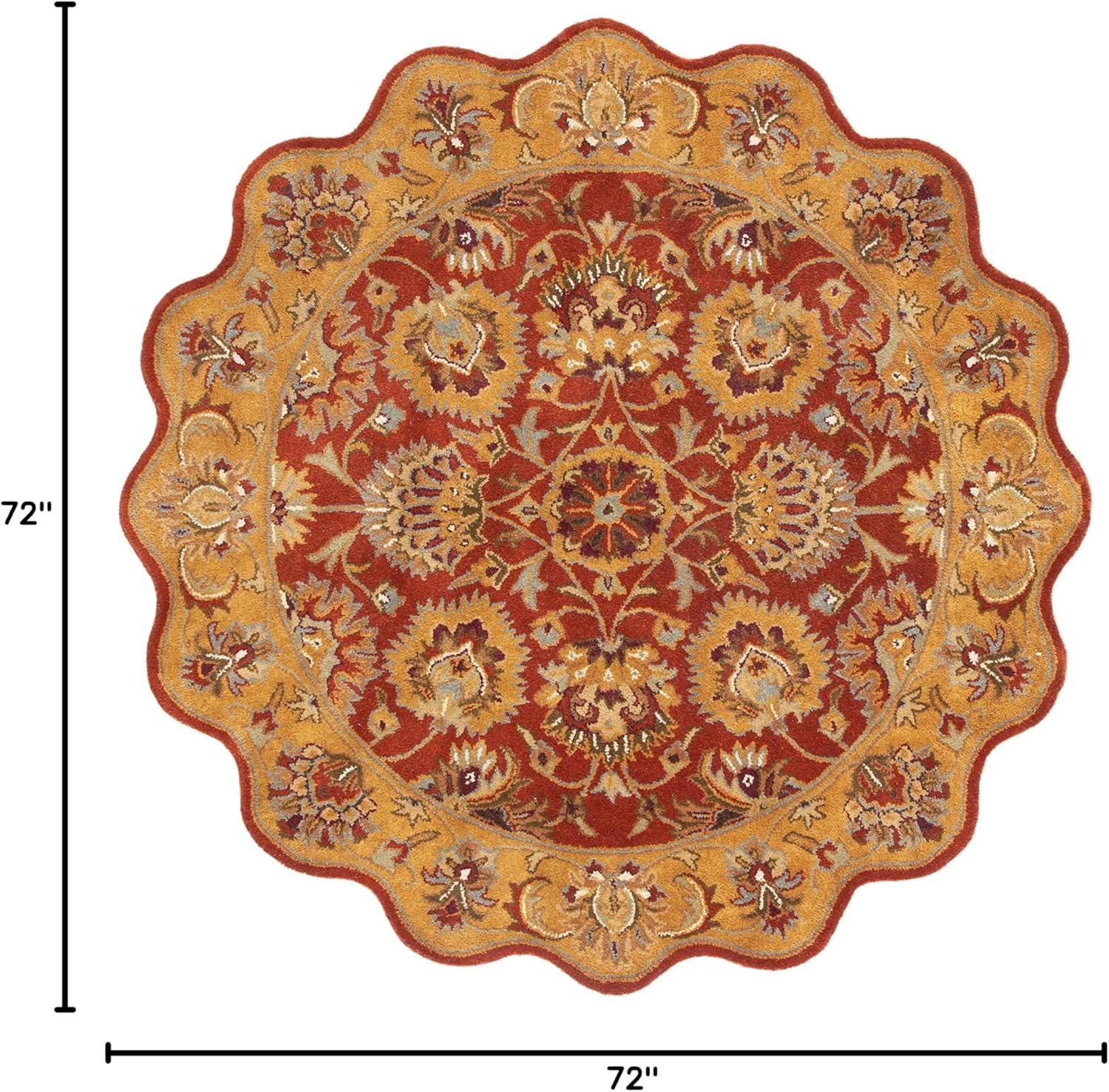 Heritage HG820 Hand Tufted Area Rug - Red/Natural - 6' Round - Safavieh.