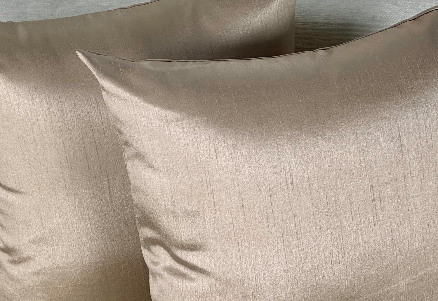 Sand Faux Silk 18" Euro Throw Pillow Covers, Set of 2