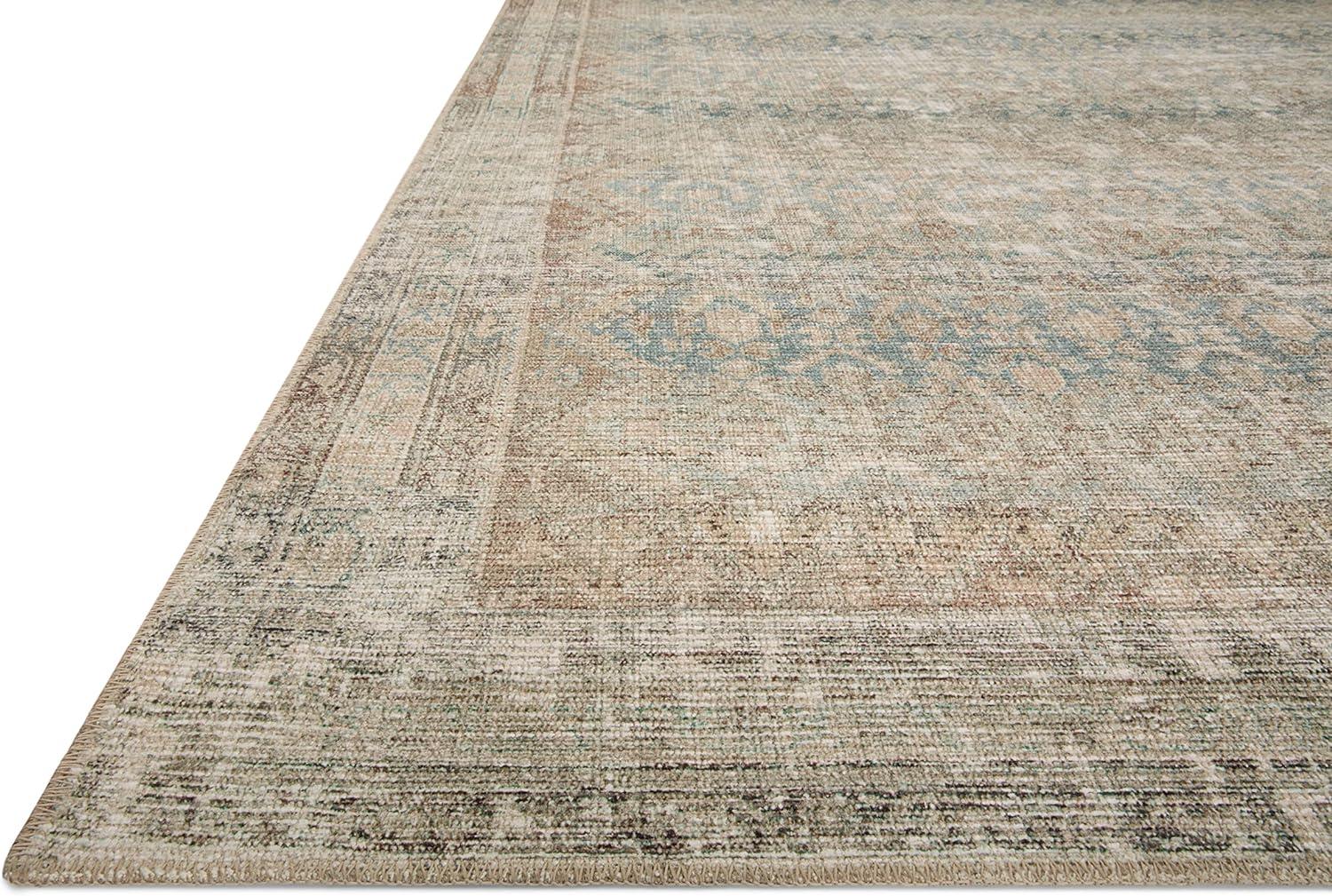 Jade and Natural Synthetic Vintage-Inspired Runner Rug 2'-6" x 7'-6"