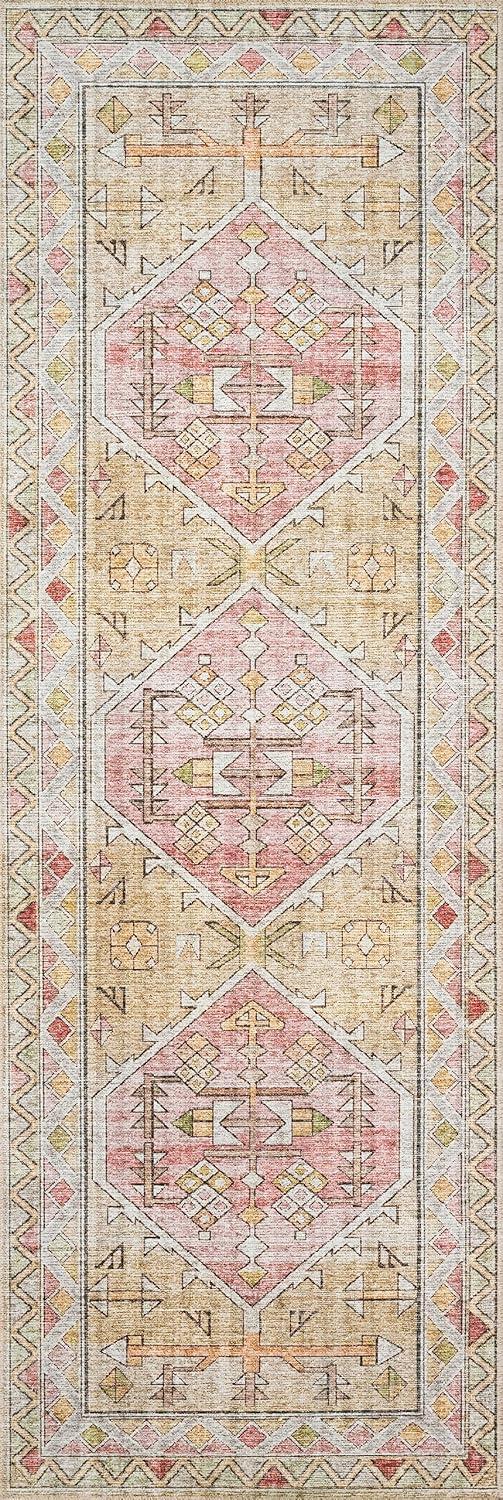 Elegant Oriental Gold & Blush Wool Blend 9' x 12' Area Rug