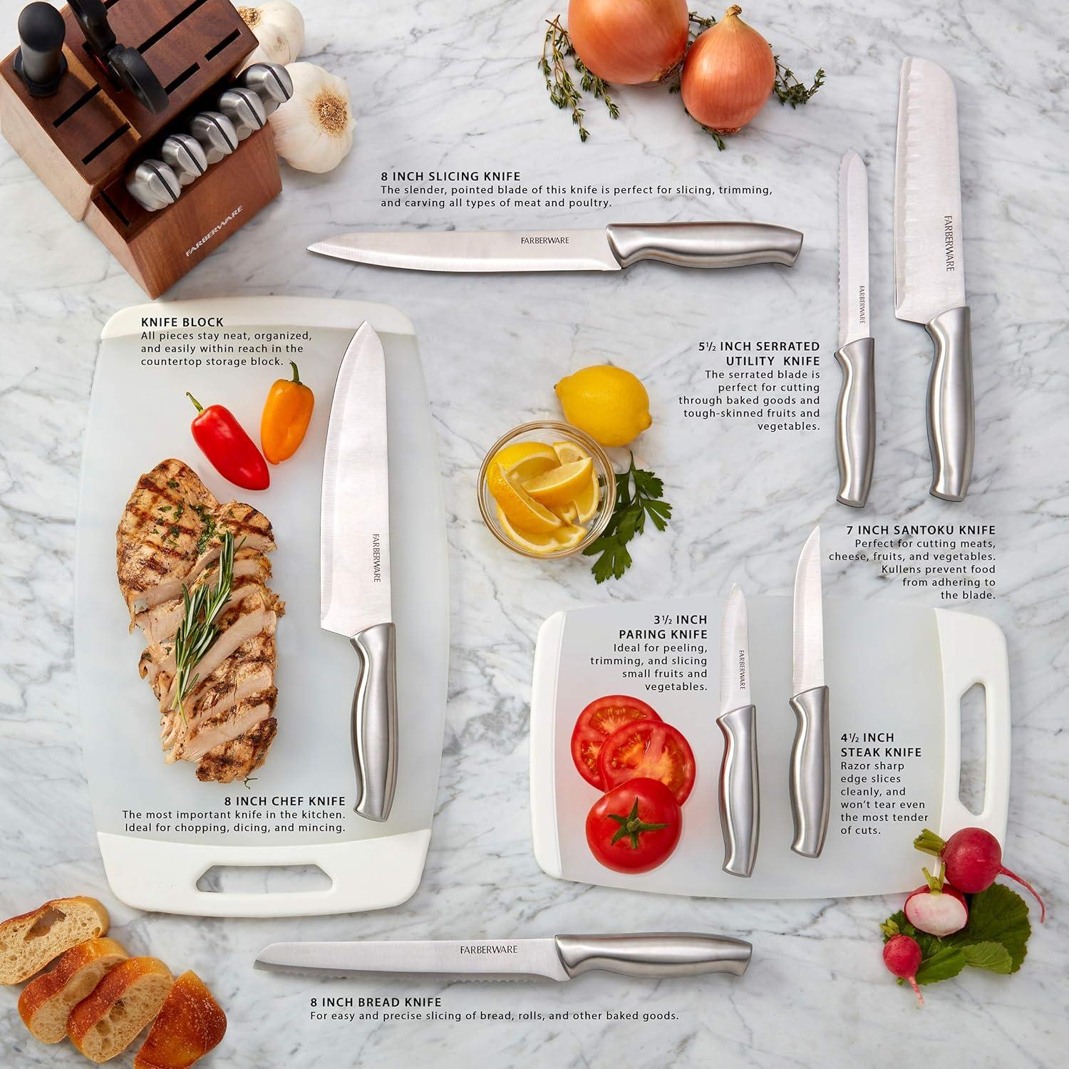 Farberware Farberware 15-Piece High Carbon Stainless Steel Knife Block Set