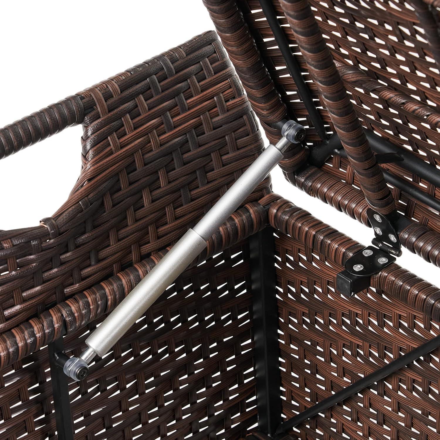Wing Wicker Patio Storage Bench - Multi Brown - Christopher Knight Home: Iron Frame, Water & UV Resistant, Seats 2