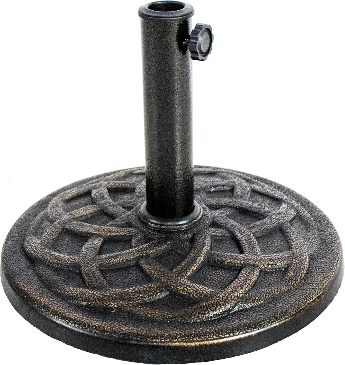 Bronze Cast Stone Outdoor Umbrella Base with Interlocking Design