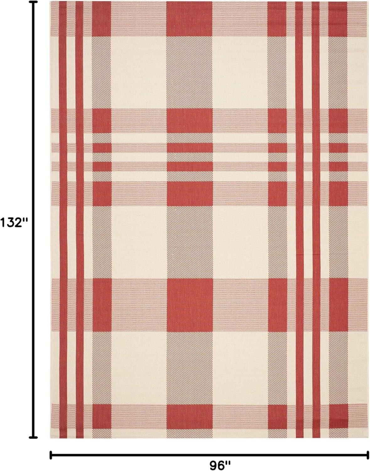 Courtyard CY6201 Power Loomed Indoor/Outdoor Area Rug - Red/Bone - 8'x11' - Safavieh.
