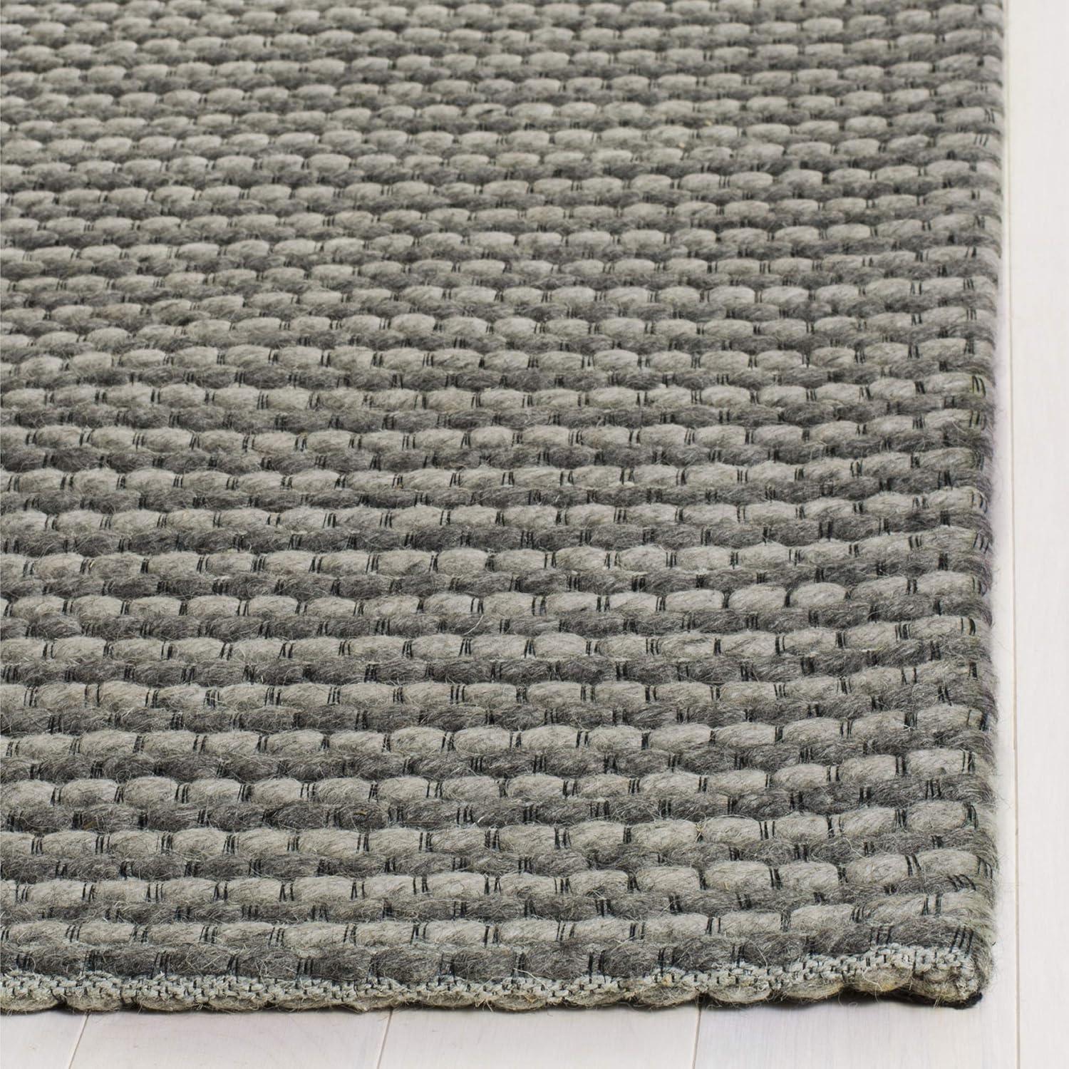 Handmade Dark Grey Tufted Wool 8' x 10' Area Rug