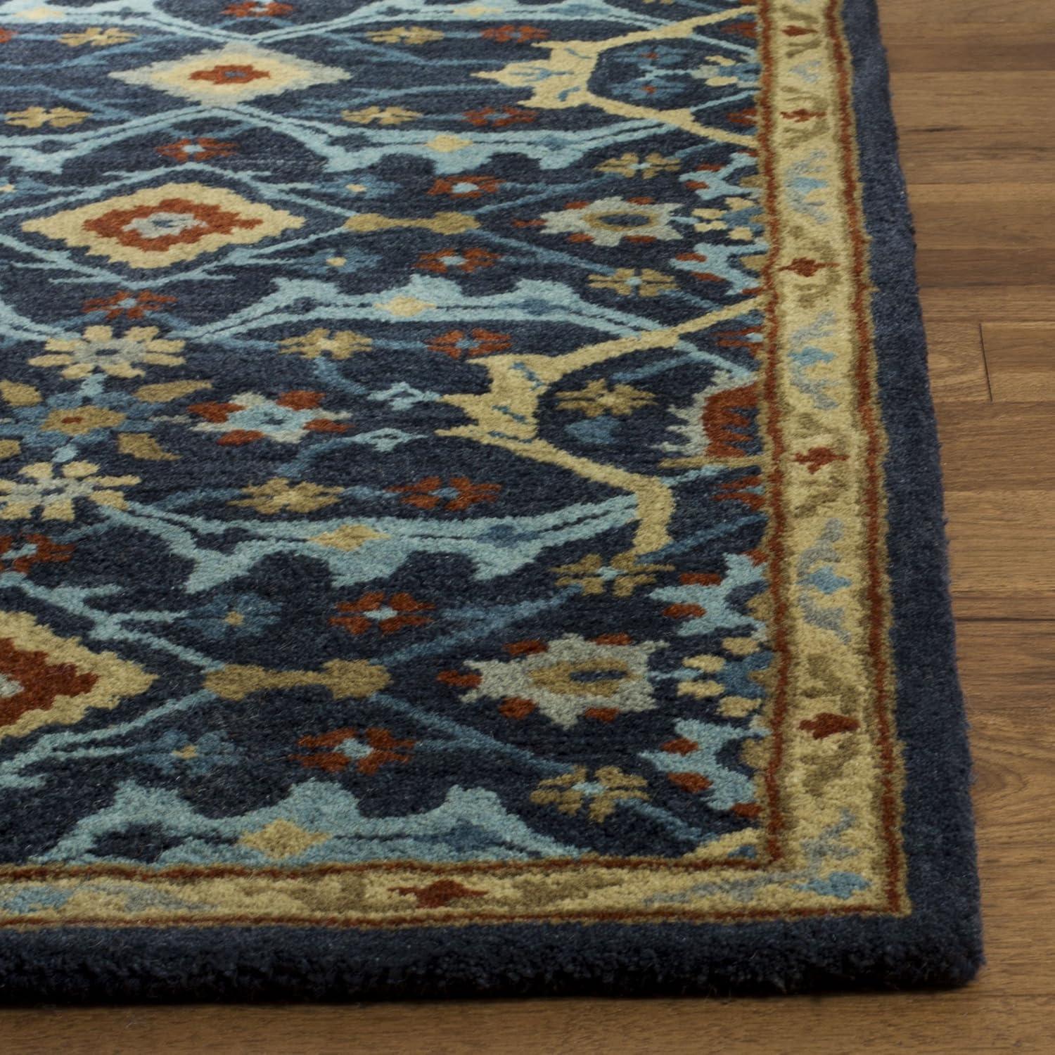Heritage HG416 Hand Tufted Area Rug - Navy/Multi - 6'x6' - Safavieh.