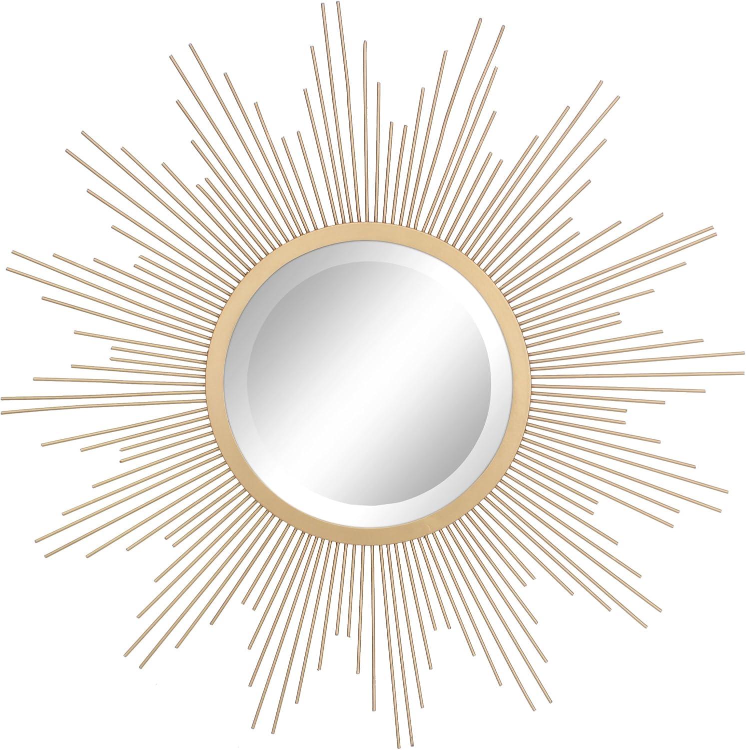 Stonebriar 24 in. Round Decorative Antique Metal Starburst Wall Mounted Mirror, Gold