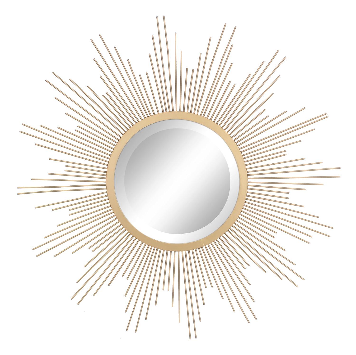 23" Metal Sunburst Wall Mirror Gold - Stonebriar Collection: Antique Finish, Boho Style, Easy to Install