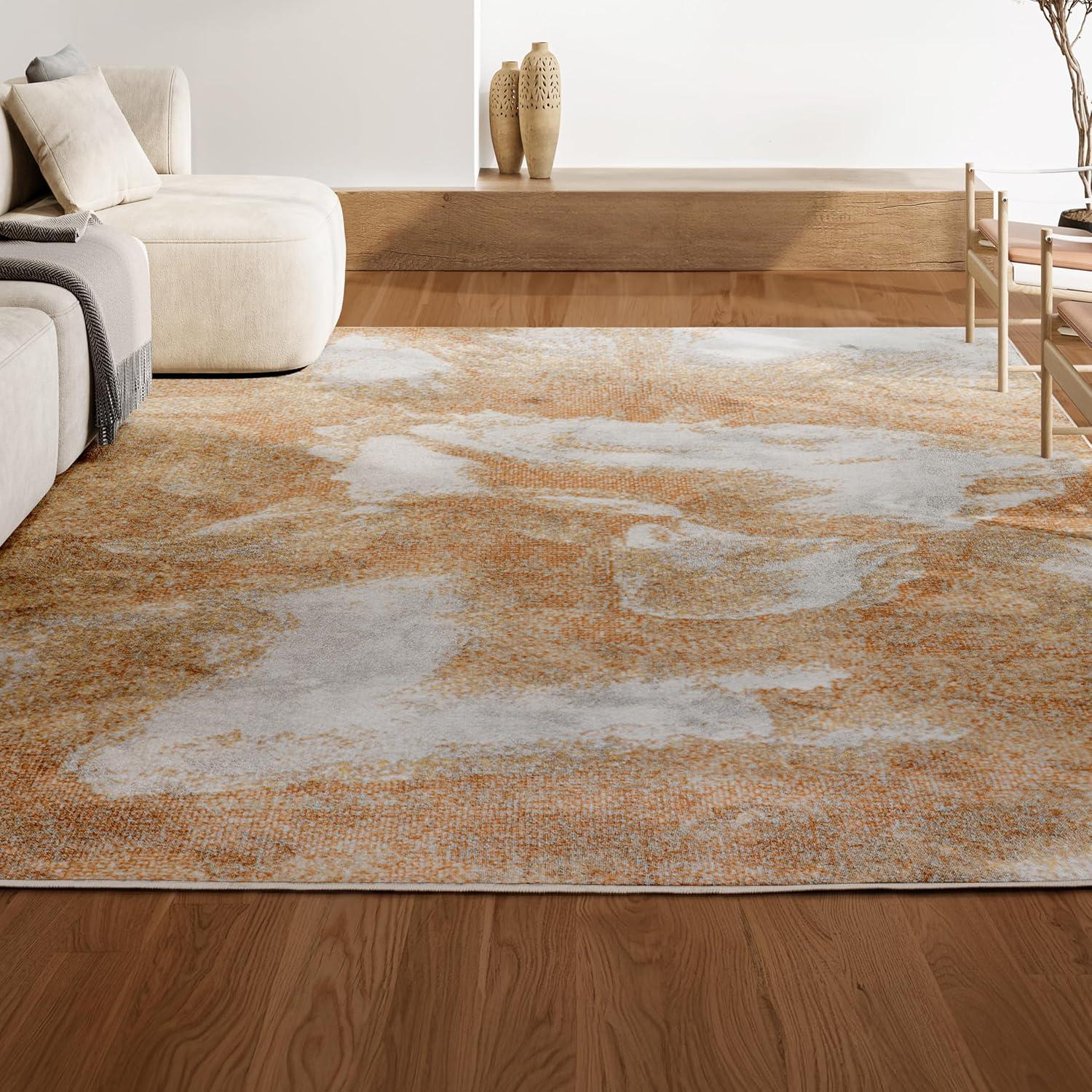 3' x 5' Petalo Abstract Two-Tone Modern Area Rug, Orange/Beige/Cream - JONATHAN Y