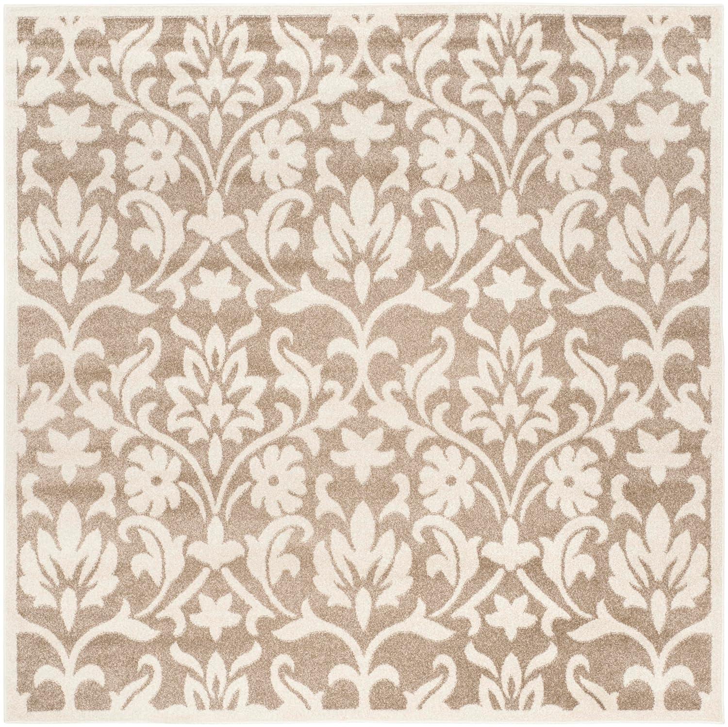 Amherst AMT424 Power Loomed Indoor Area Rug - Wheat/Beige - 5'x5' - Safavieh