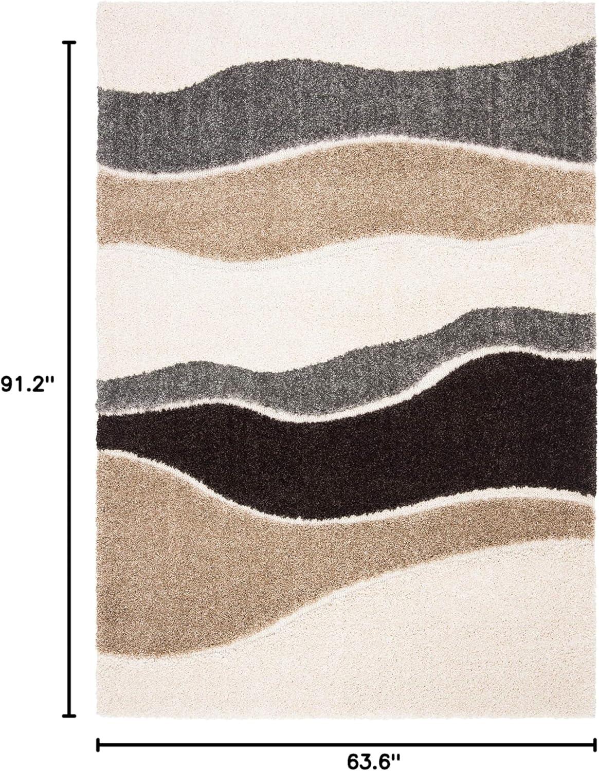 Florida Shag SG475 Power Loomed Indoor Area Rug - Grey/Black - 5'3"x7'6" - Safavieh