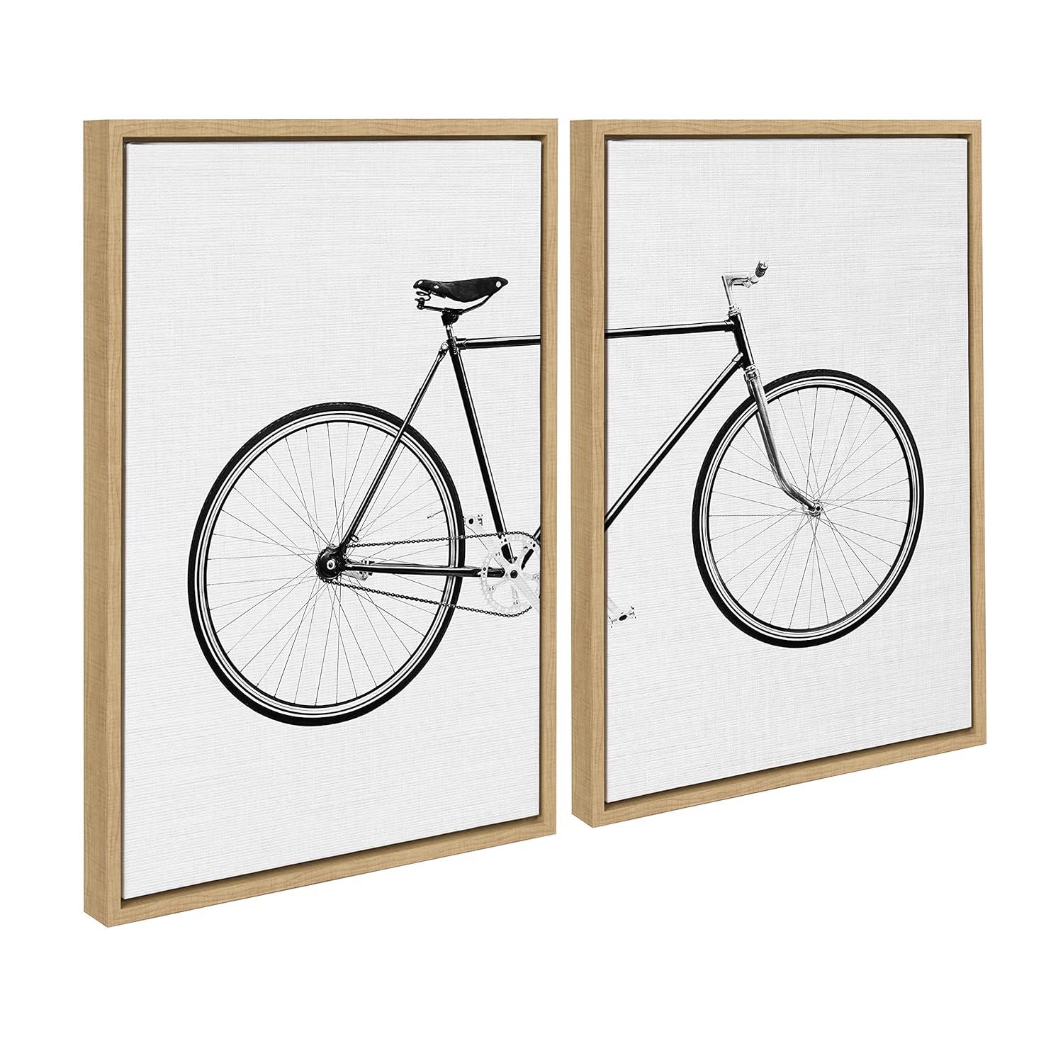 Kate and Laurel Sylvie Bicycle Framed Canvas by Simon Te of Tai Prints, 2 Piece 18x24, Natural