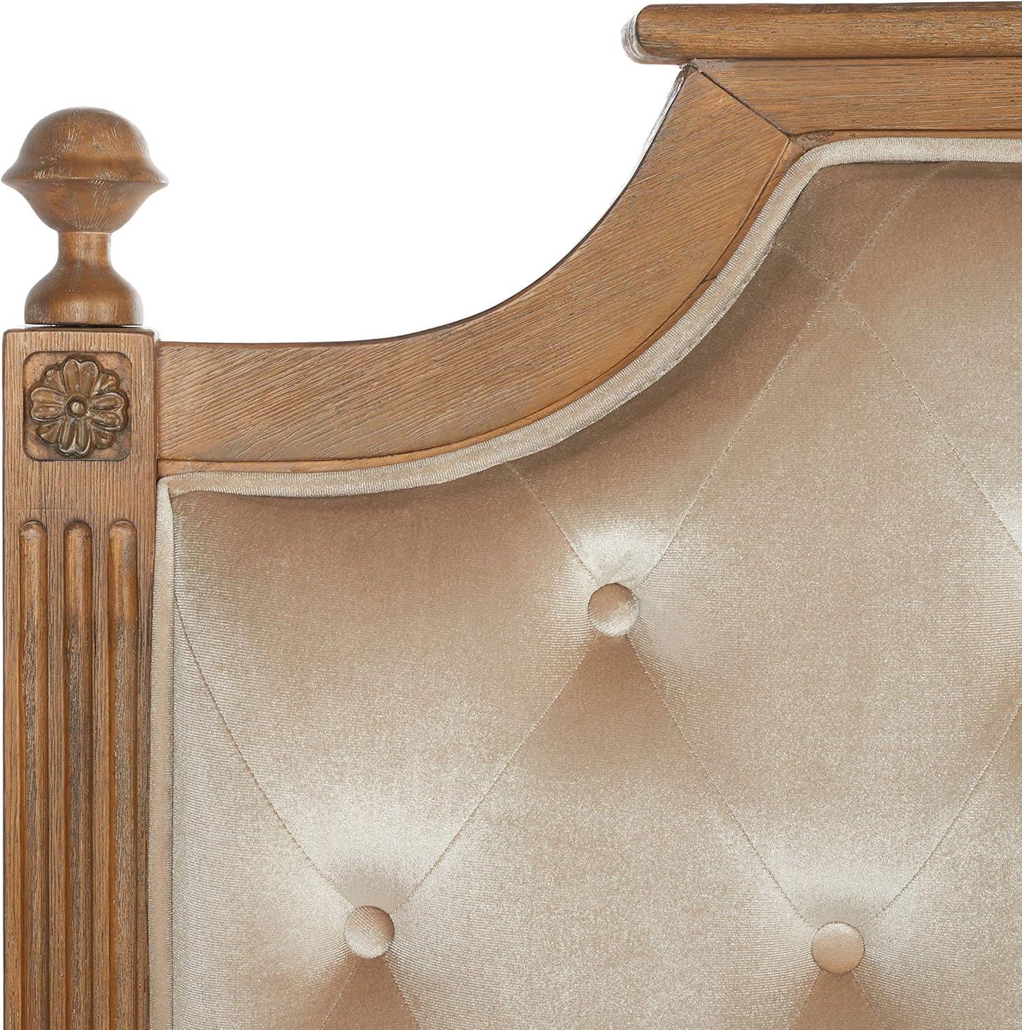 SAFAVIEH Rustic Wood Tufted Upholstered Headboard, Queen, Beige Velvet