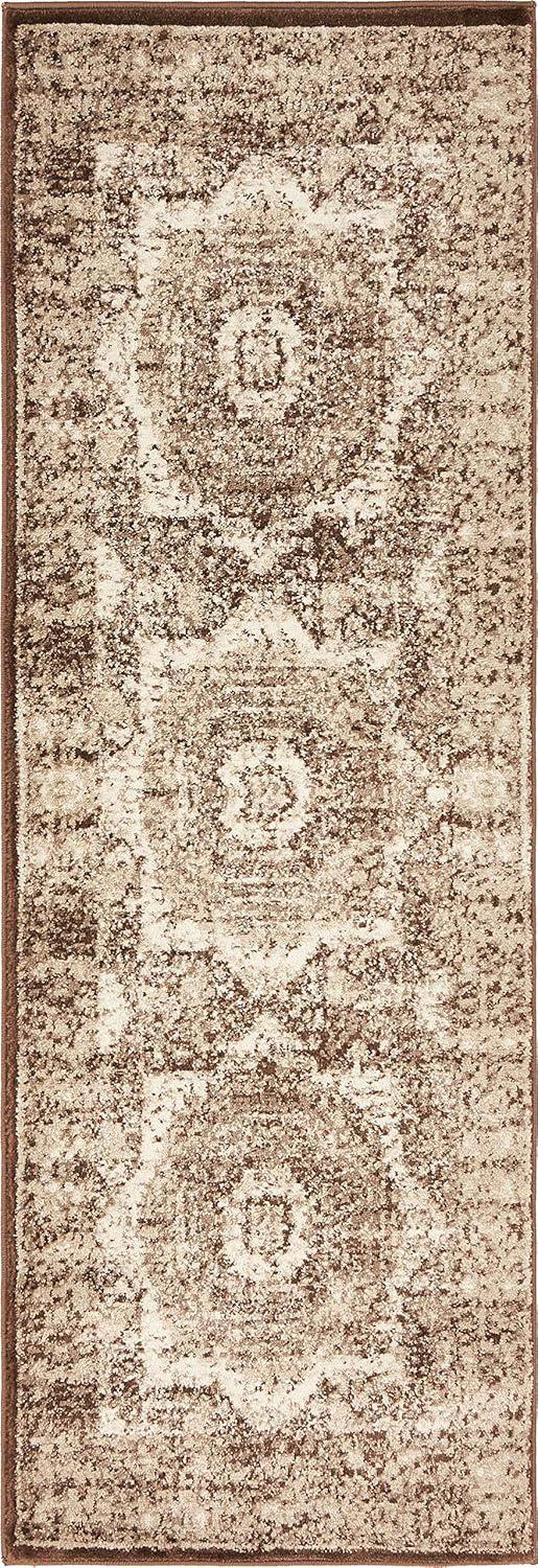 Unique Loom Imperial Collection Area Rug - Lygos (2' x 6' 1" Runner Chocolate Brown/Beige)