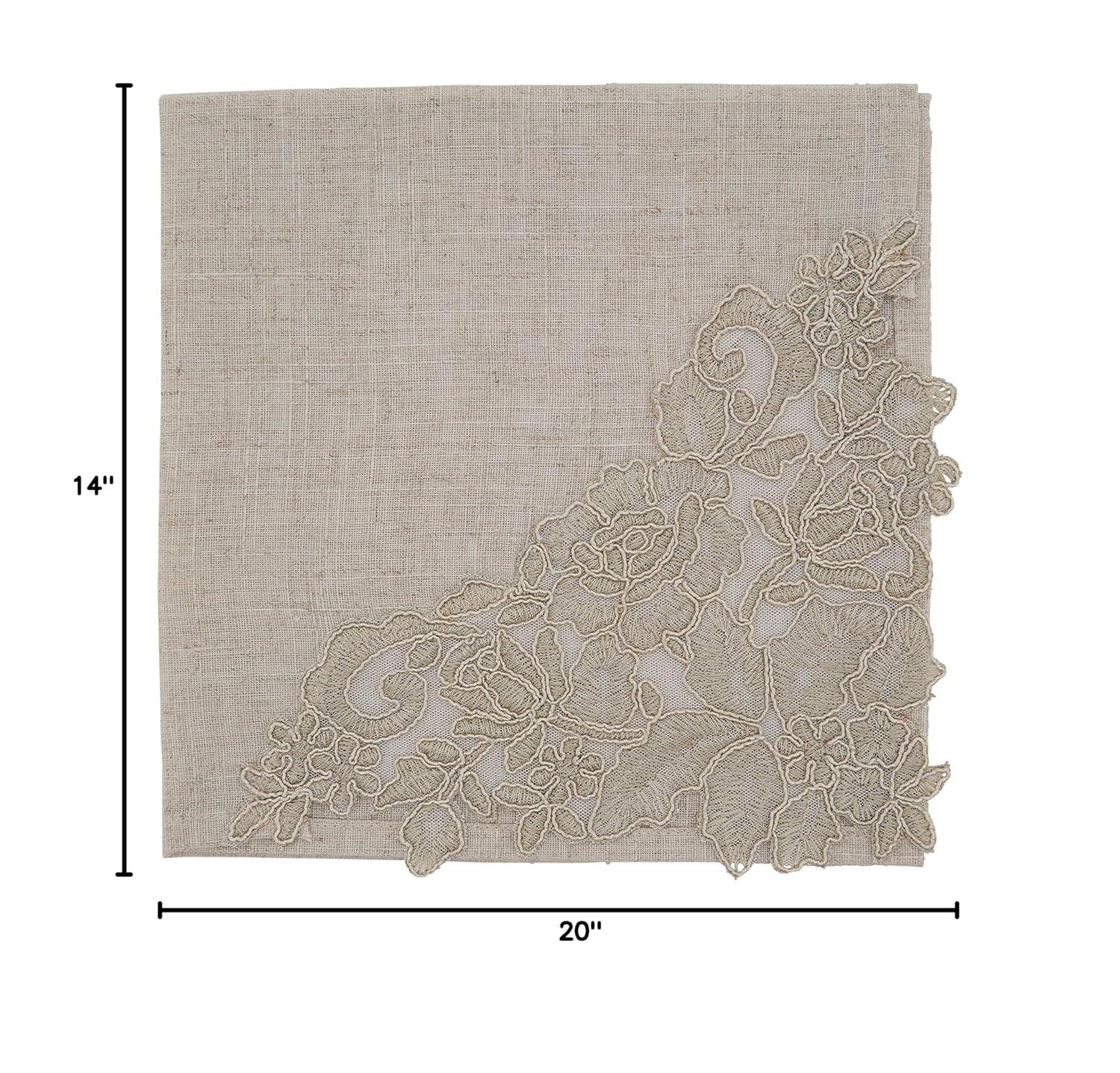 Saro Lifestyle Embroidered Design Lace Napkin and Placemat Set -  ( 1 placemat and 1 napkin)