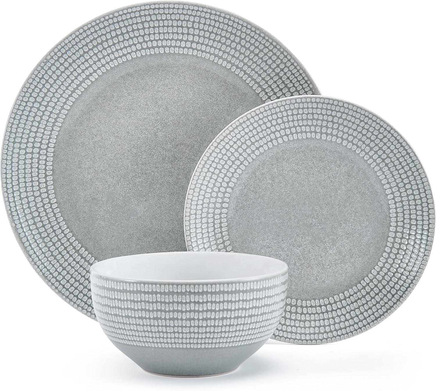 Pfaltzgraff Felicity 12 Piece Stoneware Dinnerware Set Gray