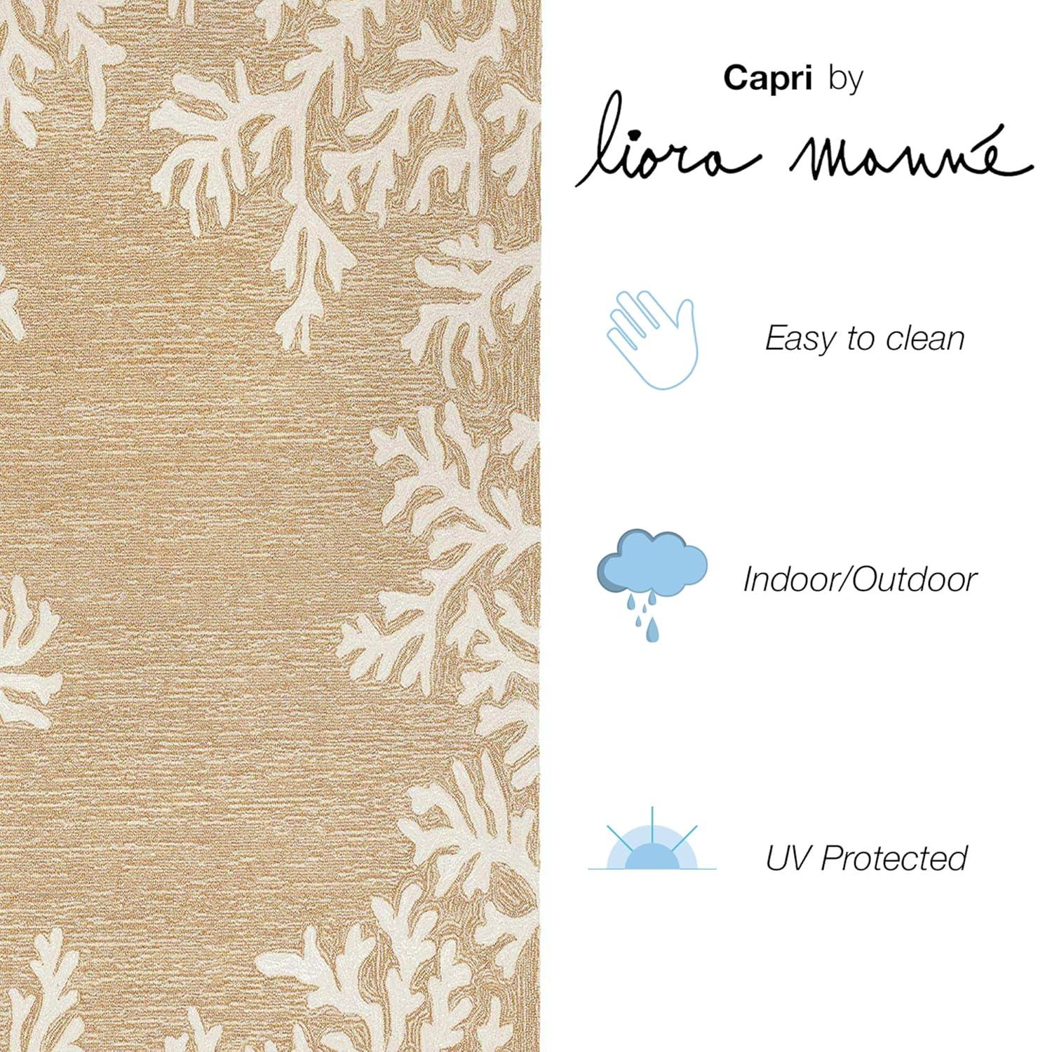 Liora Manne Capri Coral Border Indoor/Outdoor Rug Neutral 2'6" x 4'