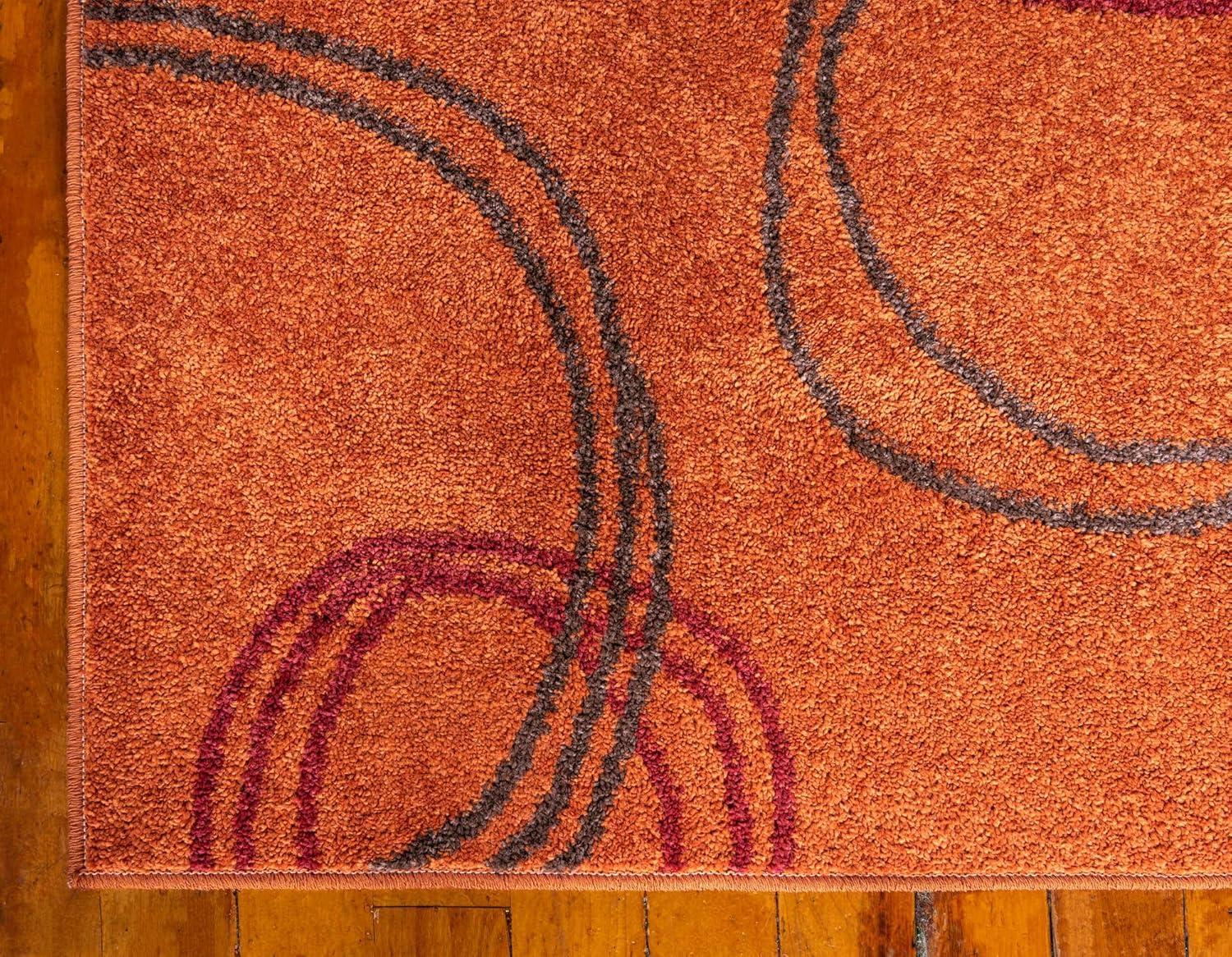 Terracotta Abstract Stain-Resistant Runner Rug