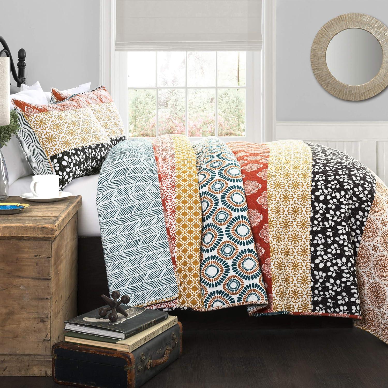 Lush Decor Bohemian 100% Cotton Reversible 3-Piece Quilt Set
