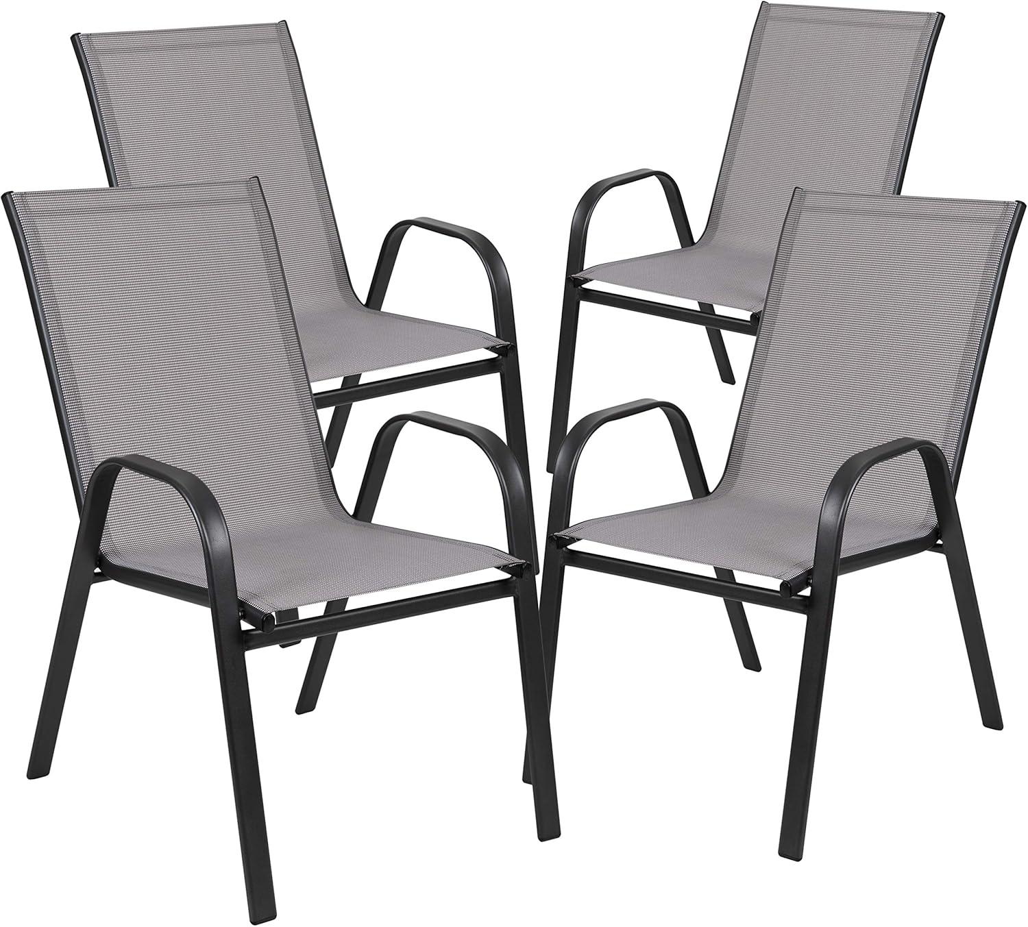 Streamlined Gray Outdoor Stackable Dining Chair with Flex Comfort