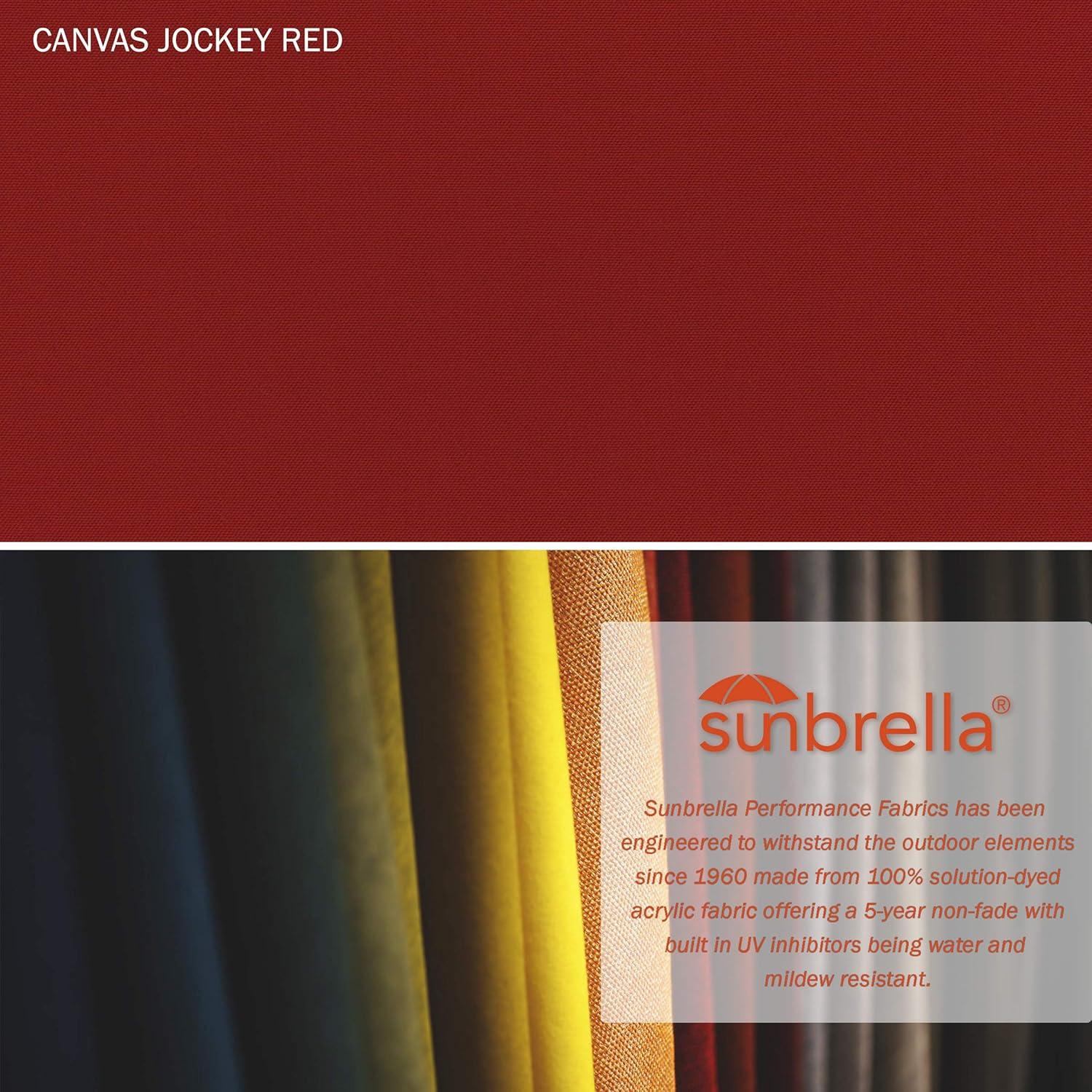 11 ft. Bronze Aluminum Market Patio Umbrella with Auto Tilt Crank Lift in Jockey Red Sunbrella