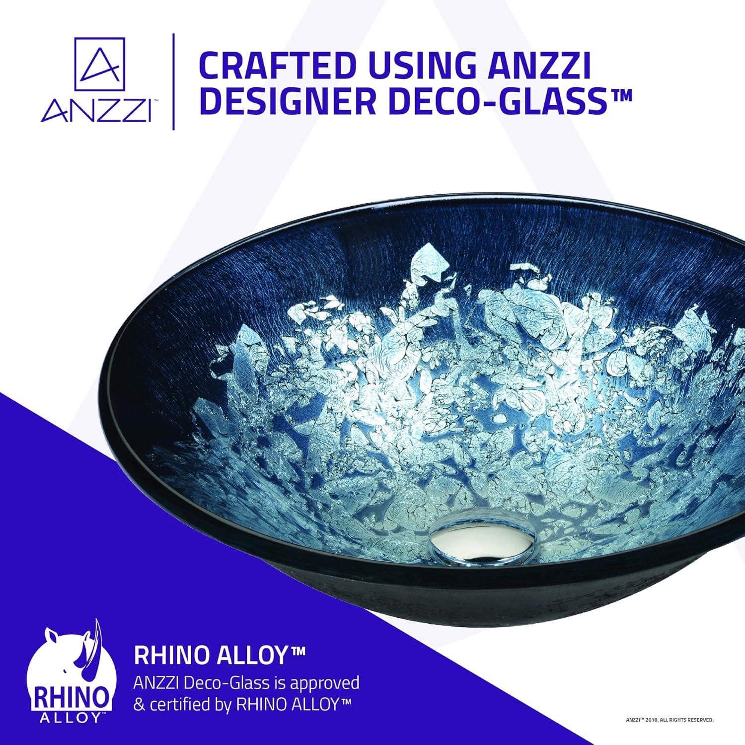 Silver Burst Glass Round Vessel Sink with Floral Pattern
