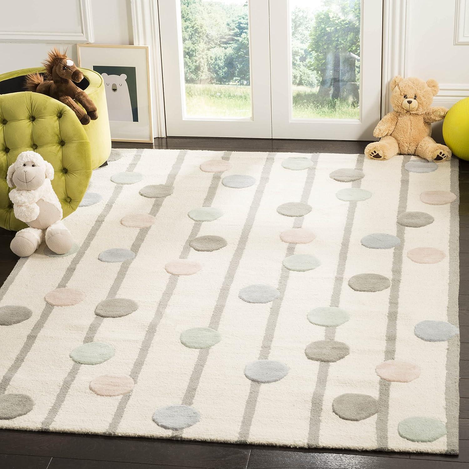 SAFAVIEH Kids Confetti Wool Area Rug, Ivory/Multi, 3' x 5'