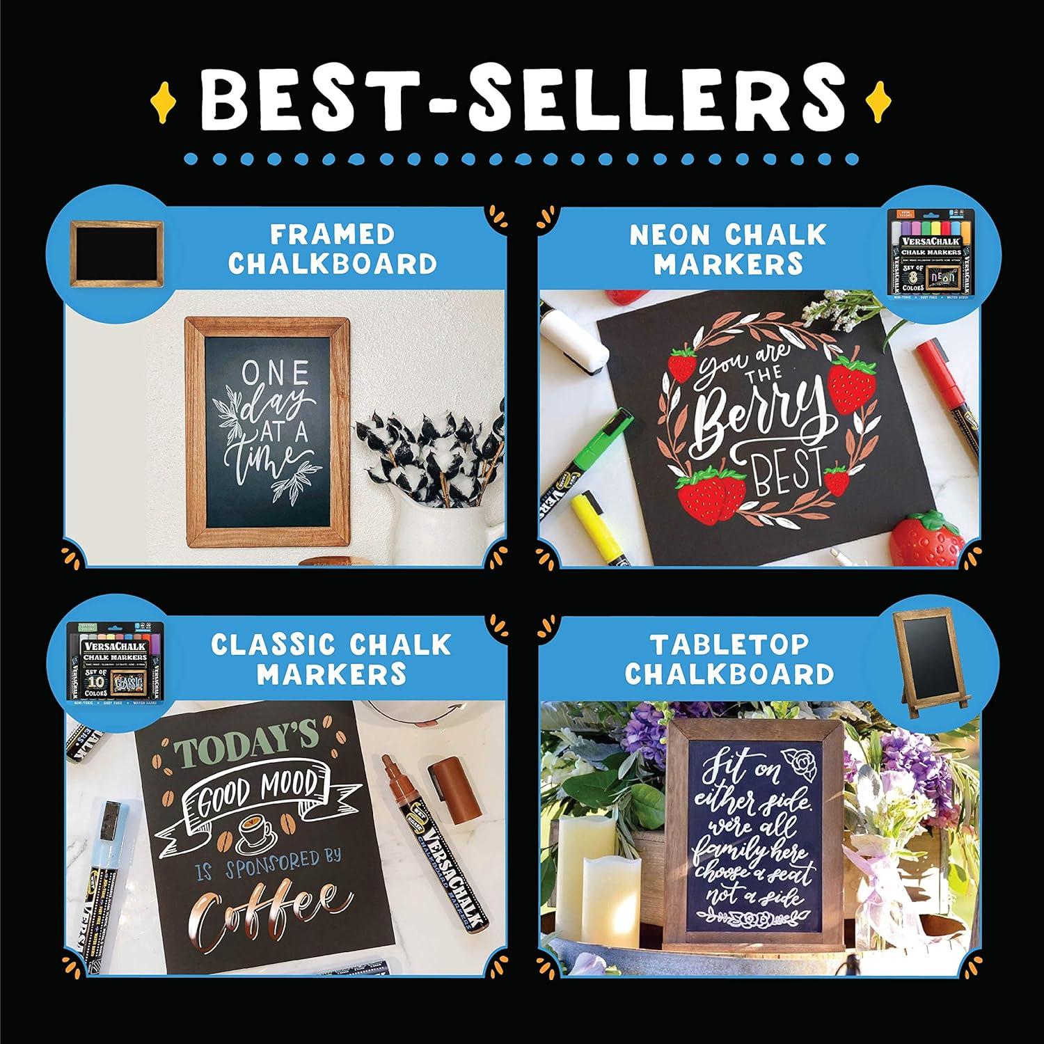 VersaChalk VersaChalk Steel Reversible Mini Magnetic Chalkboard, Up to 2' Size  + Fine Tip White Marker