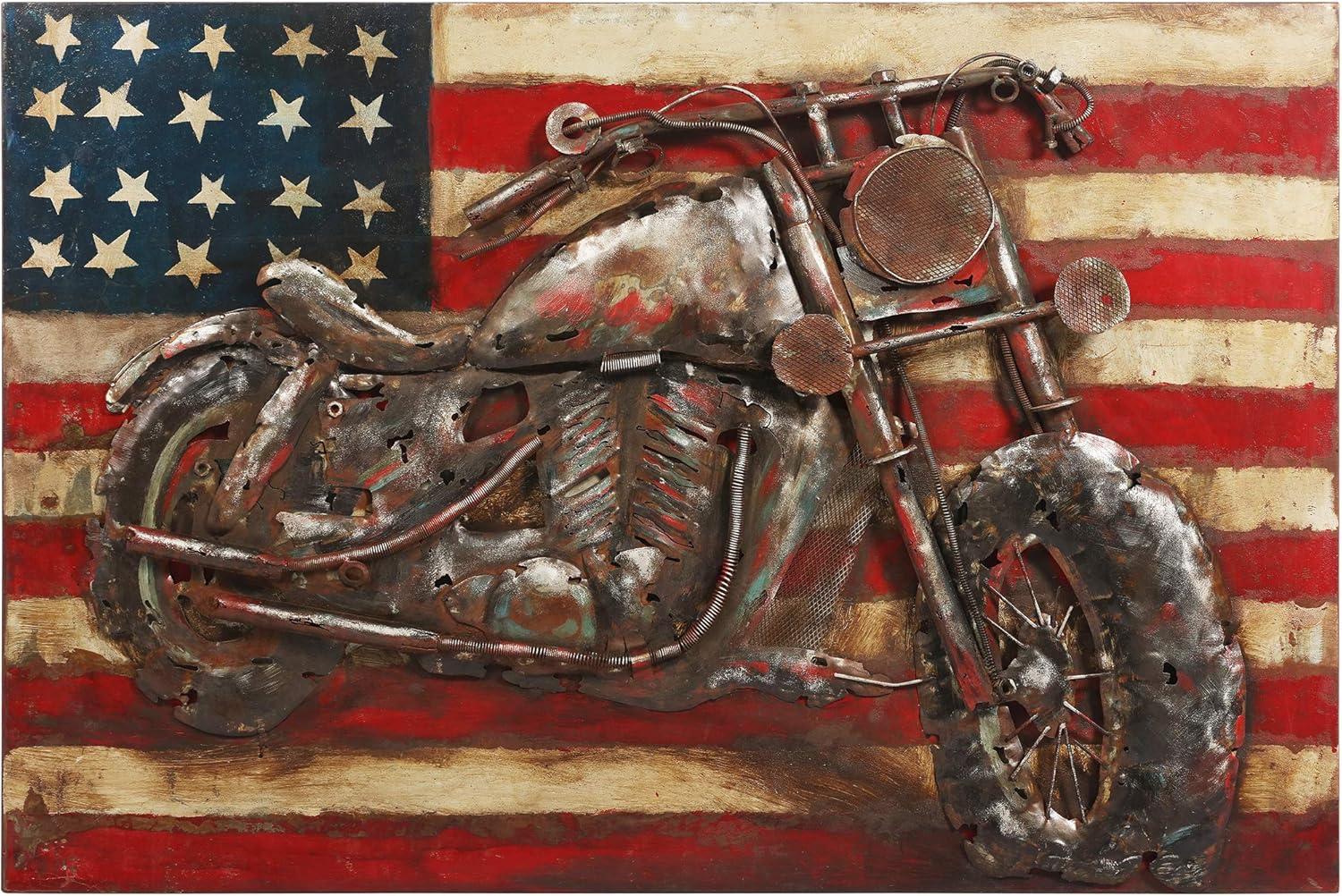 Empire Art Direct Motorcycle Wall Sculpture Mixed Media Iron Hand Painted Dimensional Wall Art