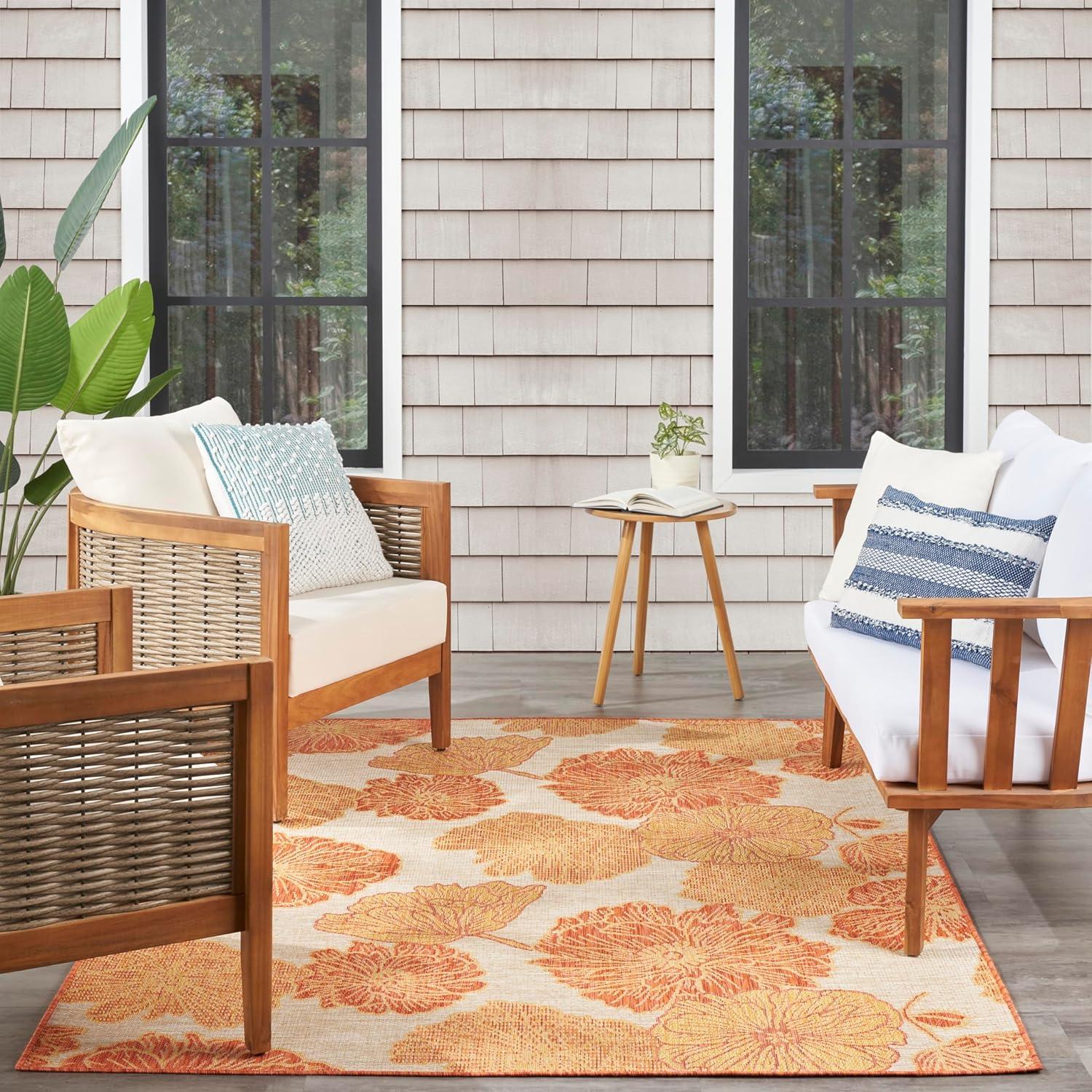 Nourison Garden Oasis Floral Flatweave Indoor Outdoor Rug