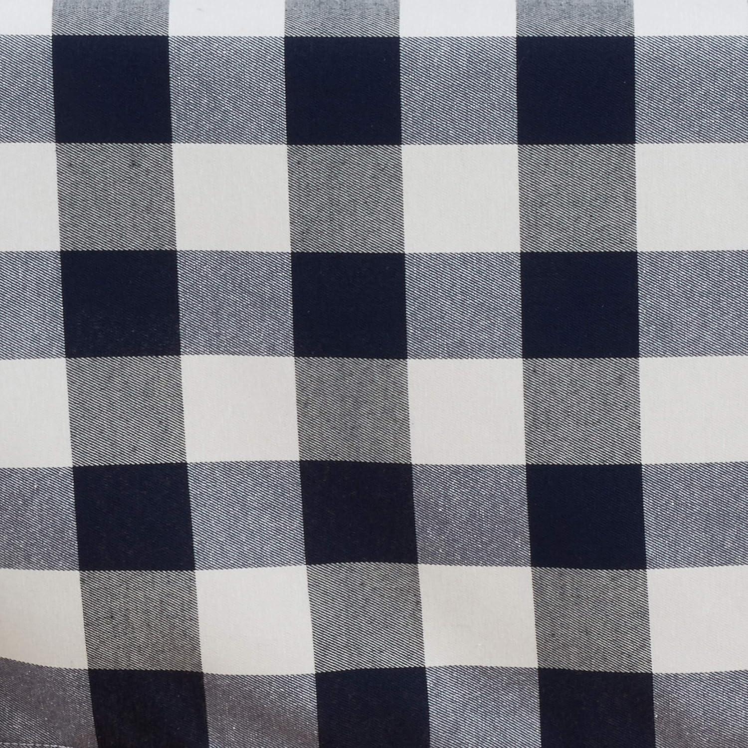 Navy Blue Buffalo Plaid Cotton Blend Rectangular Tablecloth