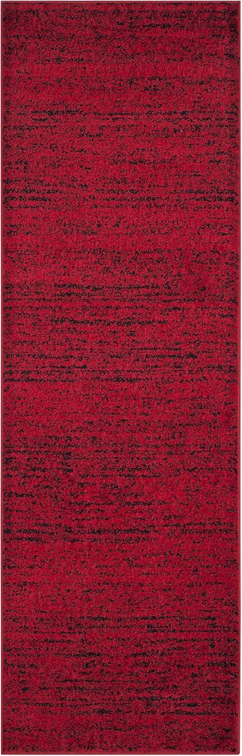 Chic Lodge-Style 30" Square Red & Black Synthetic Rug