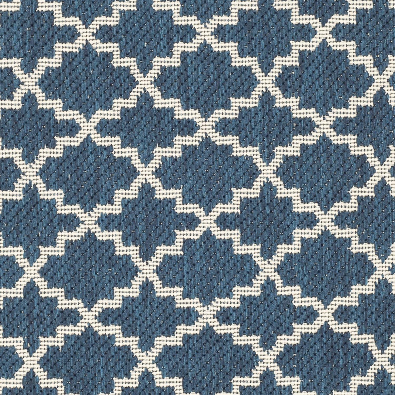 Courtyard CY6919 Power Loomed Indoor and Outdoor Area Rug - Navy/Beige - 4'x5'7" - Safavieh