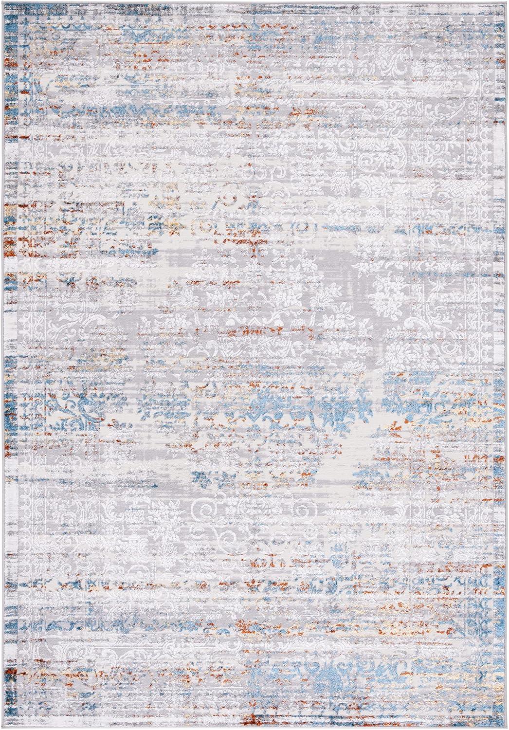 Amelia ALA298 Power Loomed Area Rug - Gray/Blue Gold - 8'x10' - Safavieh.