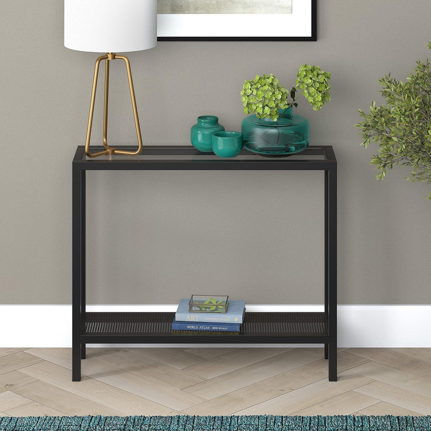 Evelyn&Zoe Rigan 36" Wide Rectangular Console Table, Blackened Bronze