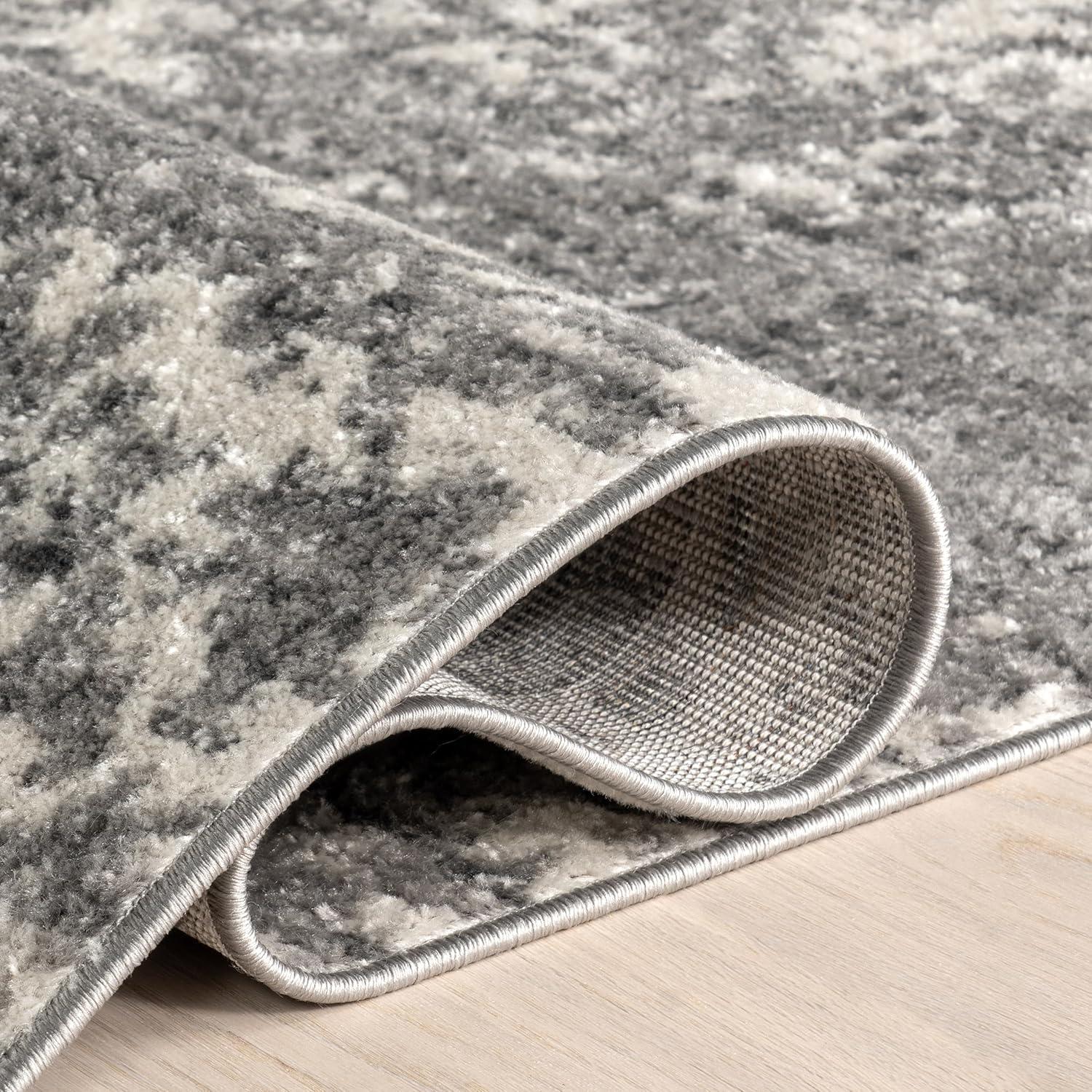 Deedra Modern Abstract Power Loom Performance Gray/White Rug