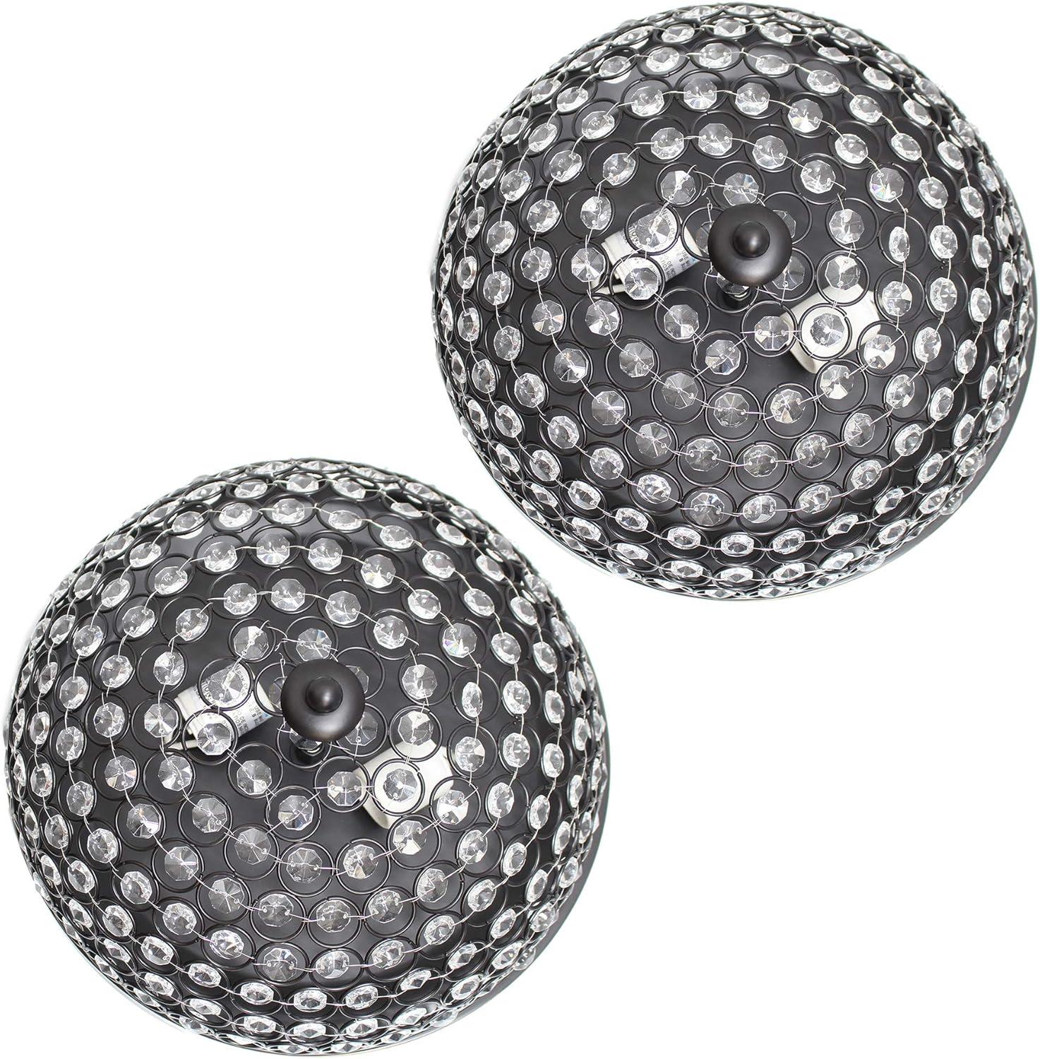 Set of 2 13" Elipse Crystal Flush Mount Ceiling Lights - Elegant Designs