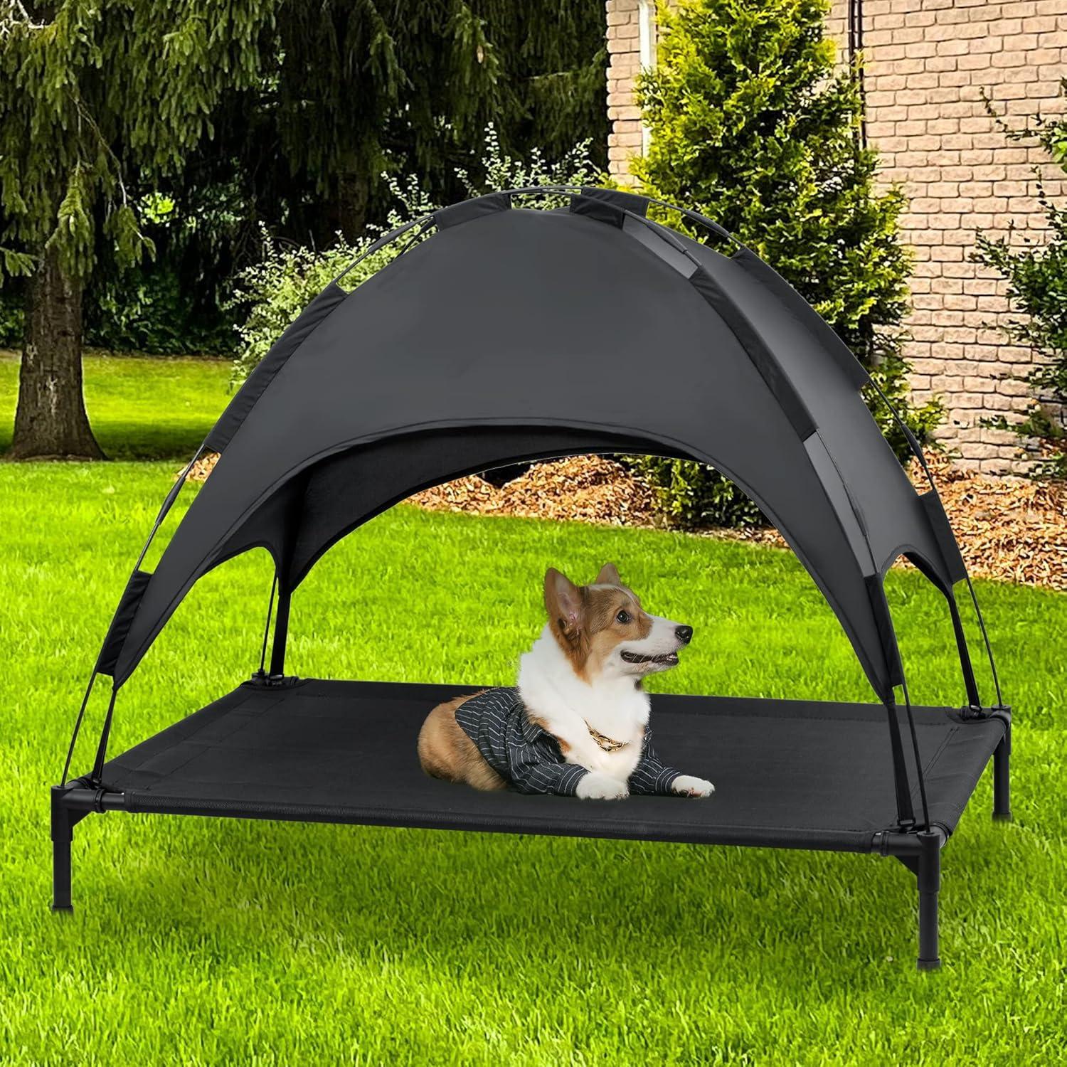 Tucker Murphy Pet™ Elevated Dog Bed With Canopy, Outdoor Dog Cot With Removable Canopy Shade Tent, Raised Pet Cot