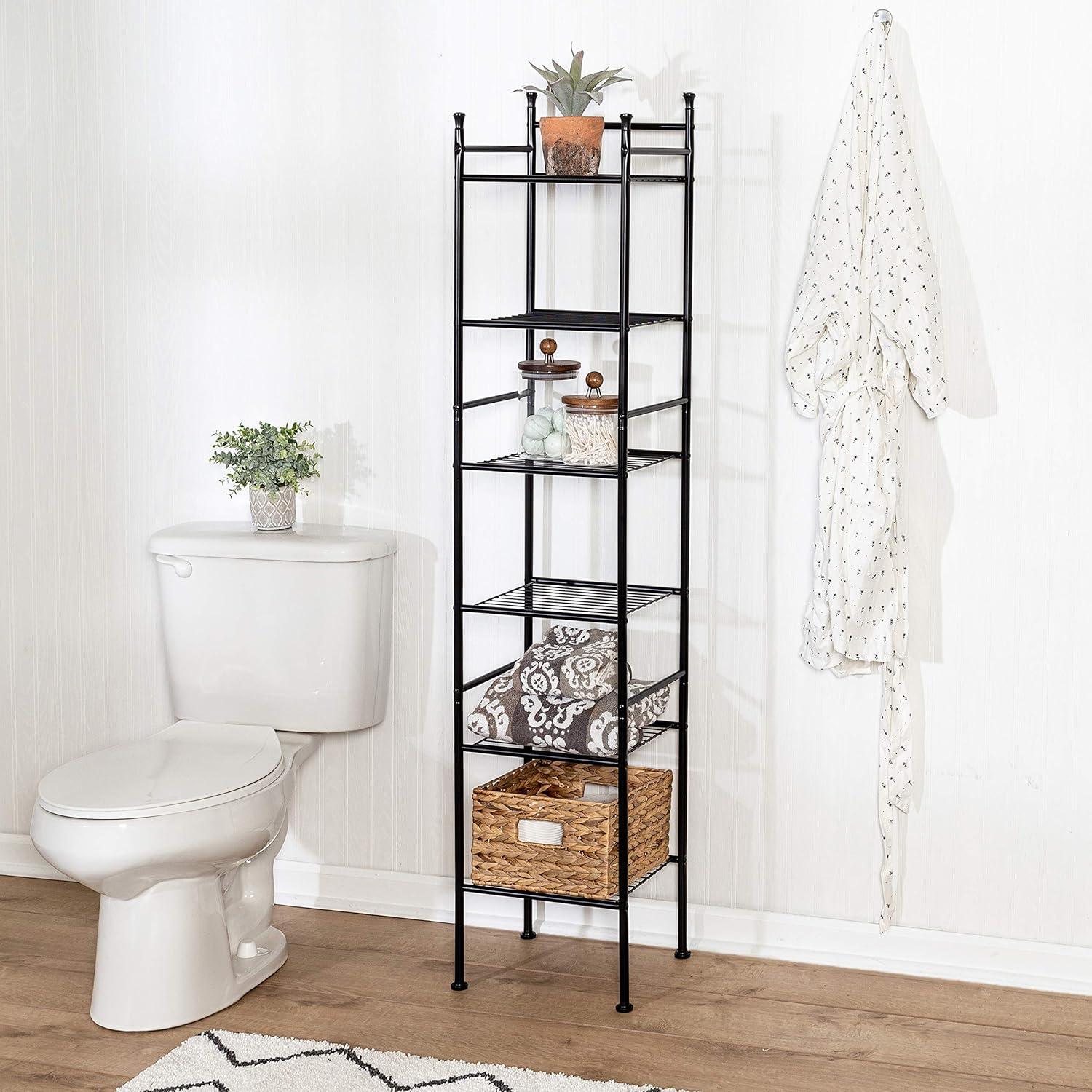 Black 6-Tier Space-Saving Wire Shelving Tower