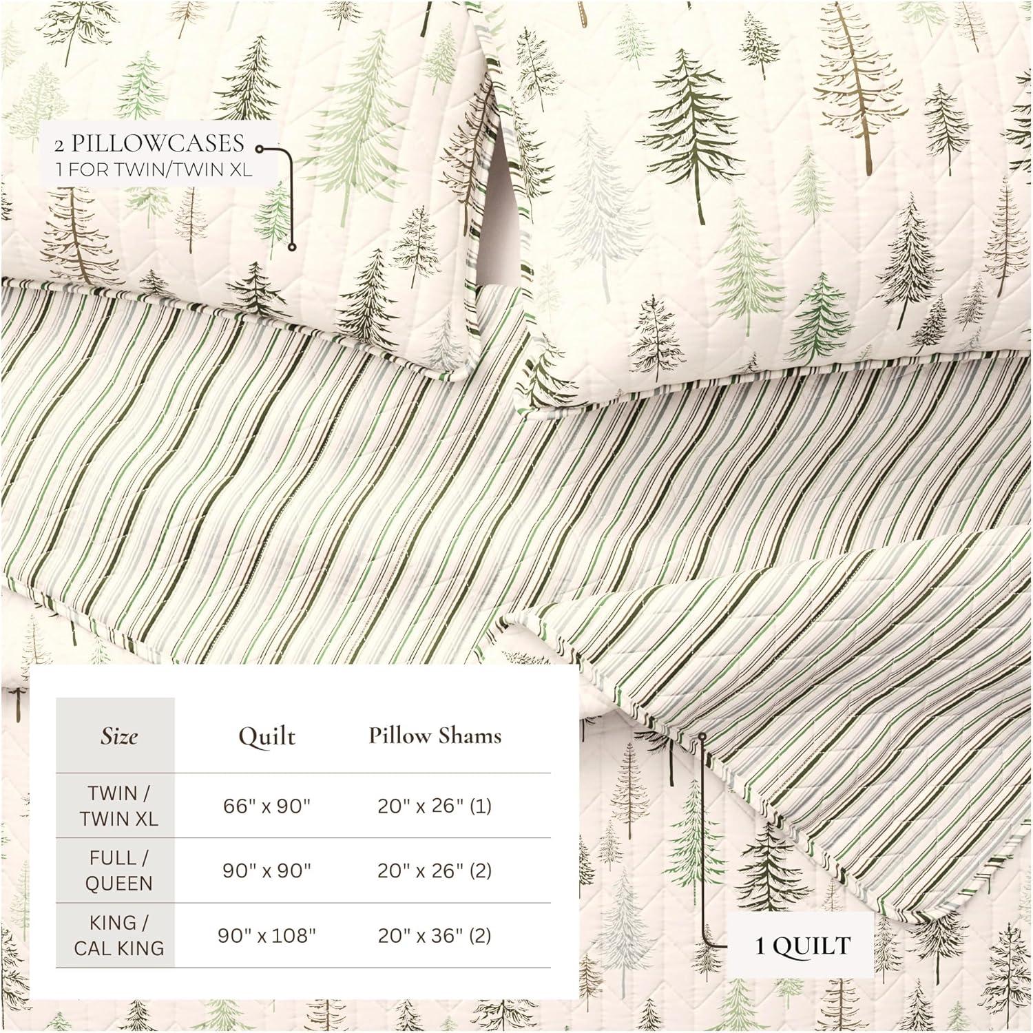 FreshFolds Green Forest Reversible Lodge Quilt Set with Shams