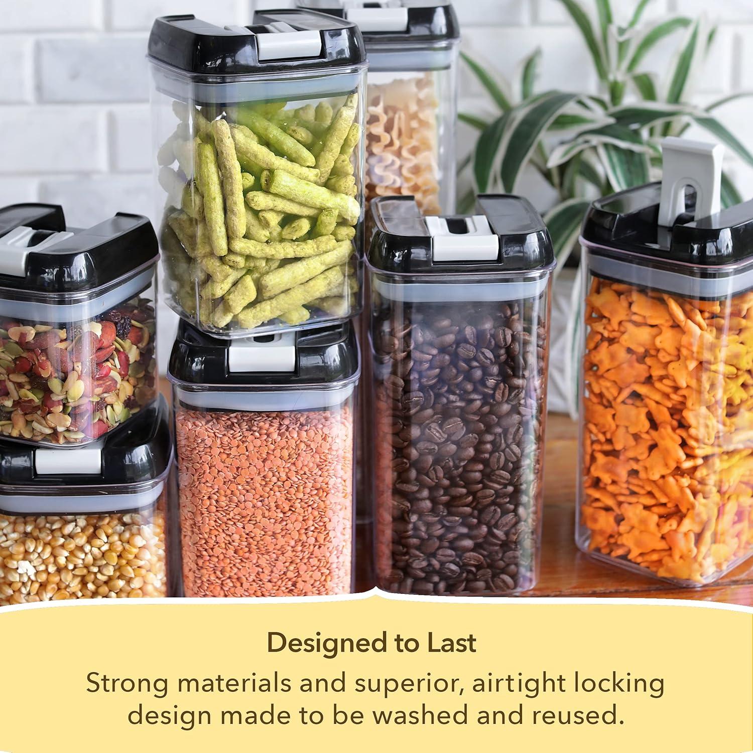 Simply Gourmet Food Storage Containers for Kitchen Organization - Pack of 7 BPA-Free Airtight Organizers for Flour, Sugar, Coffee & More - Includes Labels & Marker 7pack