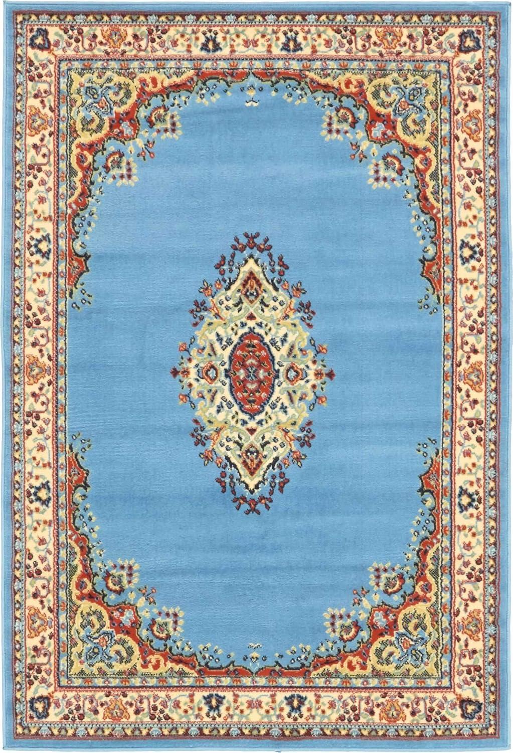 Unique Loom Reza Collection Area Rug - Washington (4' 1" x 6' 1" Rectangle Light Blue/Cream)